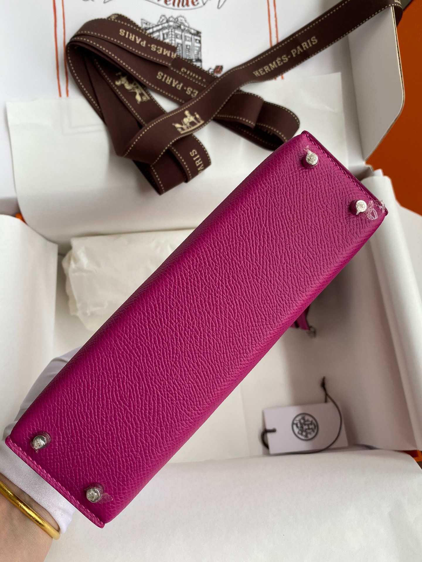 H**mes kelly mini ii sellier handmade bag in rose purple epsom calfskin