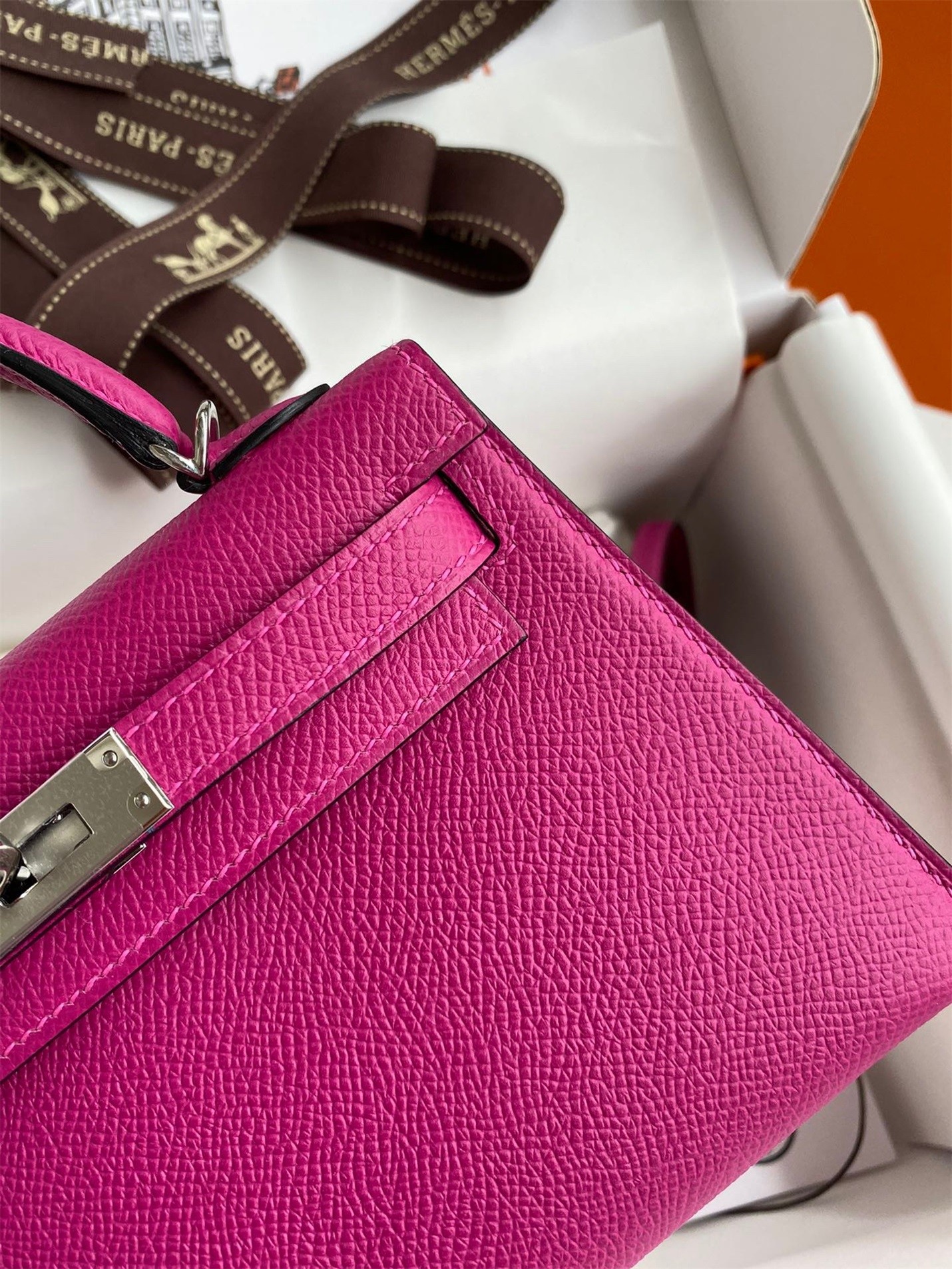 H**mes kelly mini ii sellier handmade bag in rose purple epsom calfskin