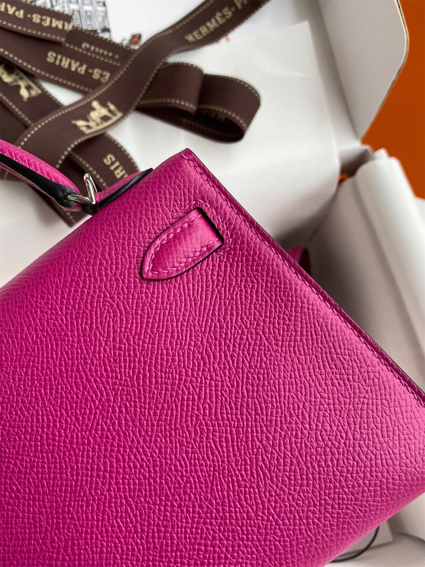 H**mes kelly mini ii sellier handmade bag in rose purple epsom calfskin