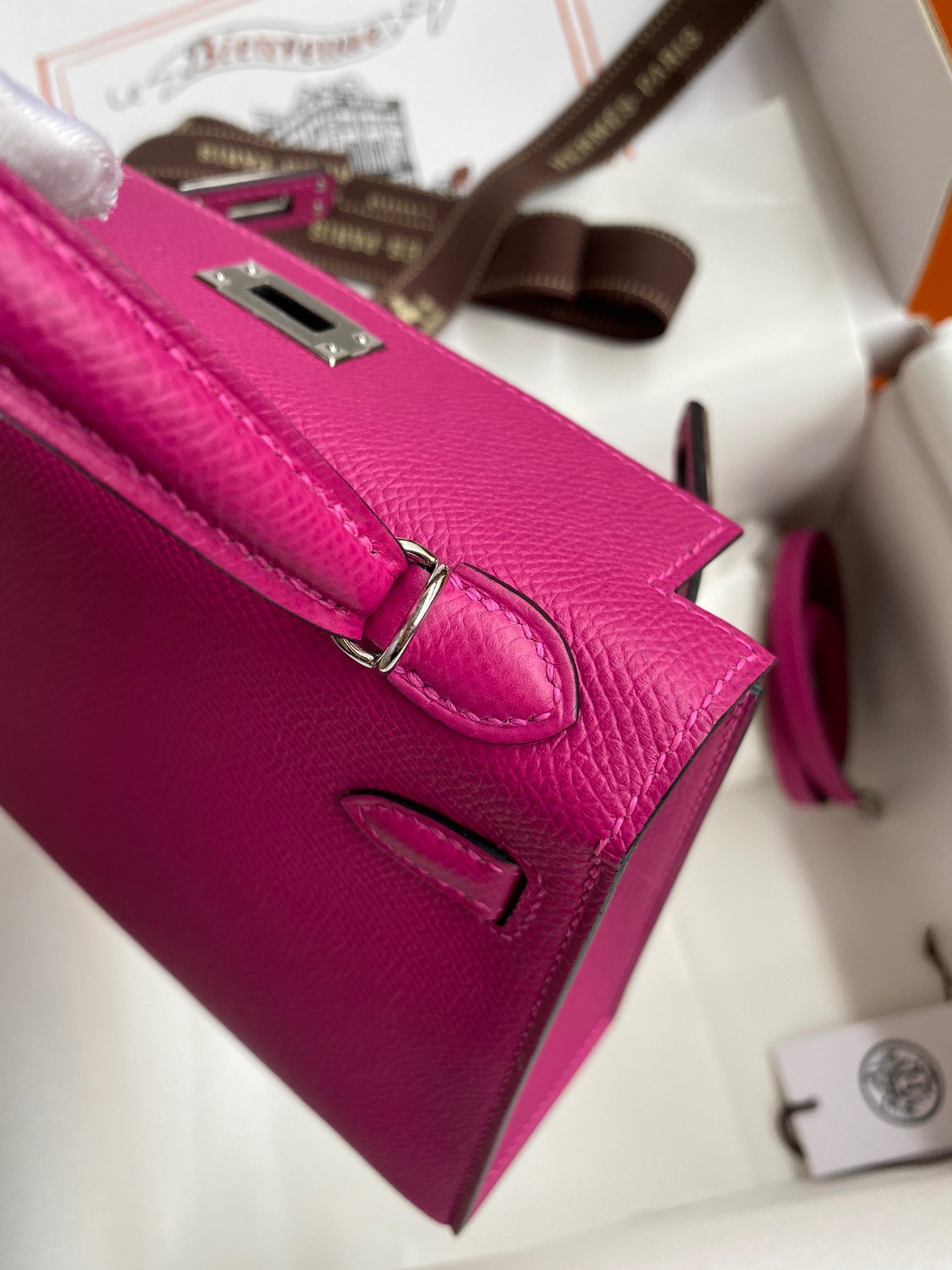 H**mes kelly mini ii sellier handmade bag in rose purple epsom calfskin
