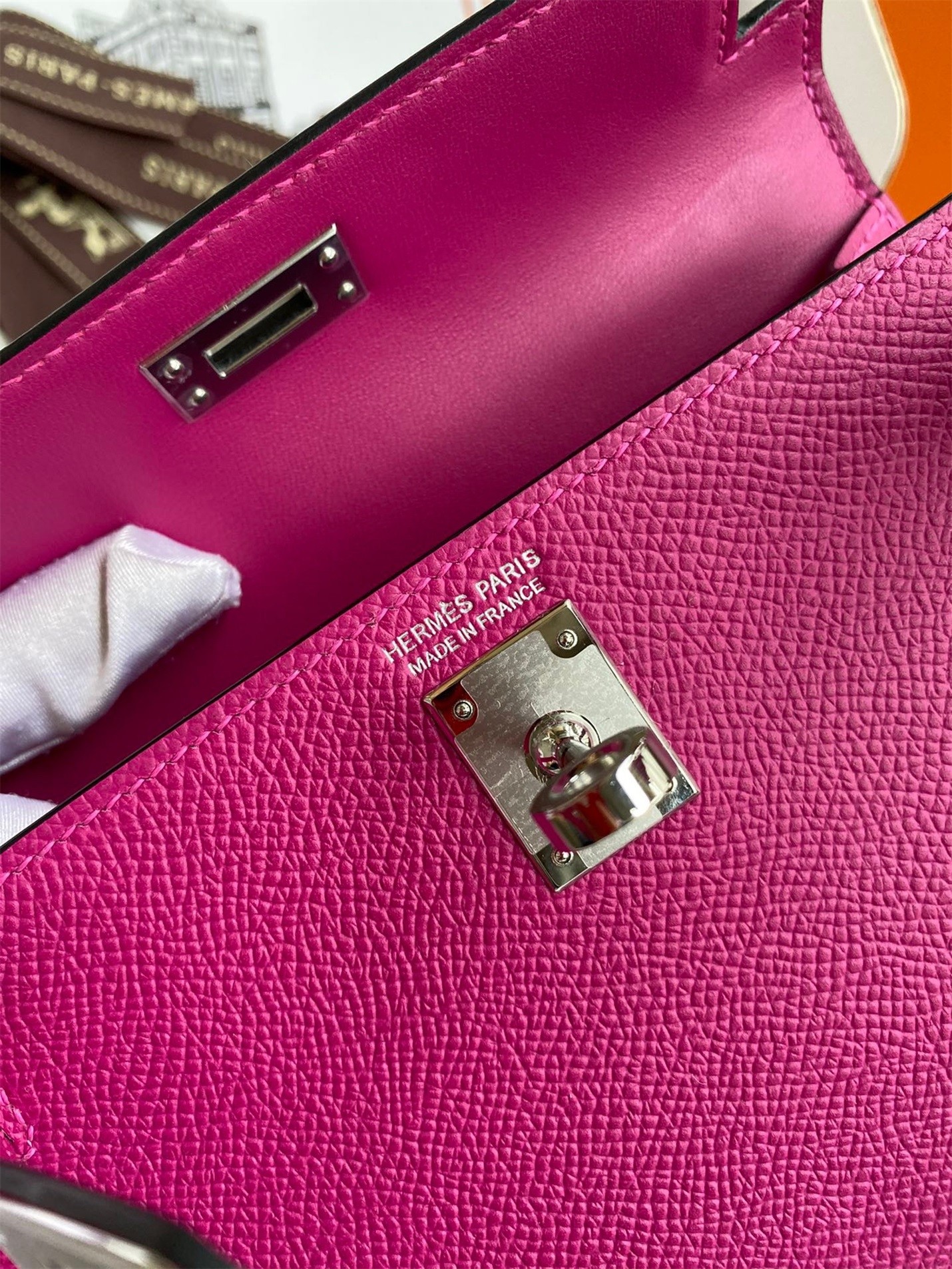 H**mes kelly mini ii sellier handmade bag in rose purple epsom calfskin