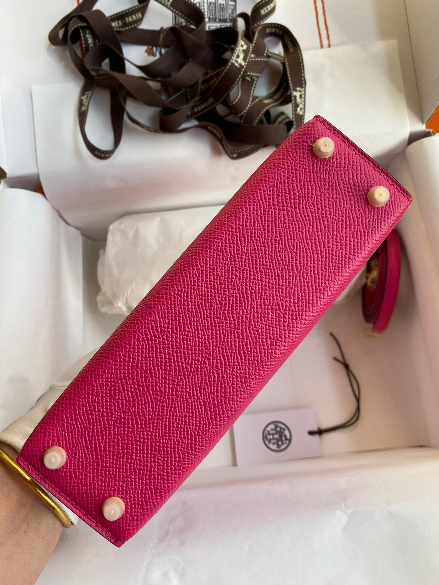 H**mes kelly mini ii sellier handmade bag in rose red epsom calfskin