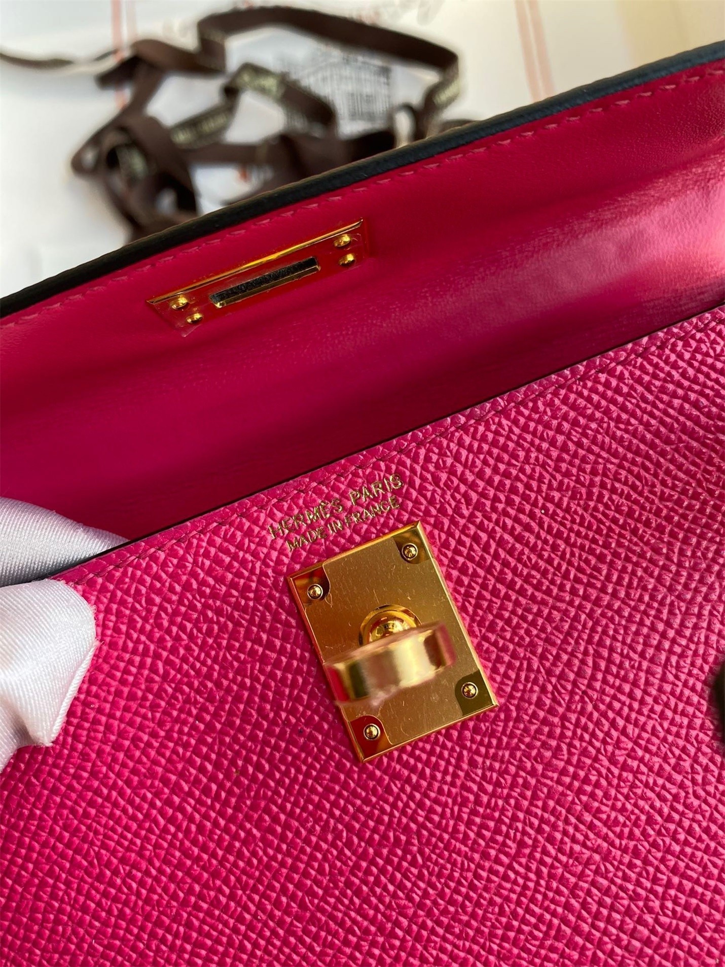 H**mes kelly mini ii sellier handmade bag in rose red epsom calfskin