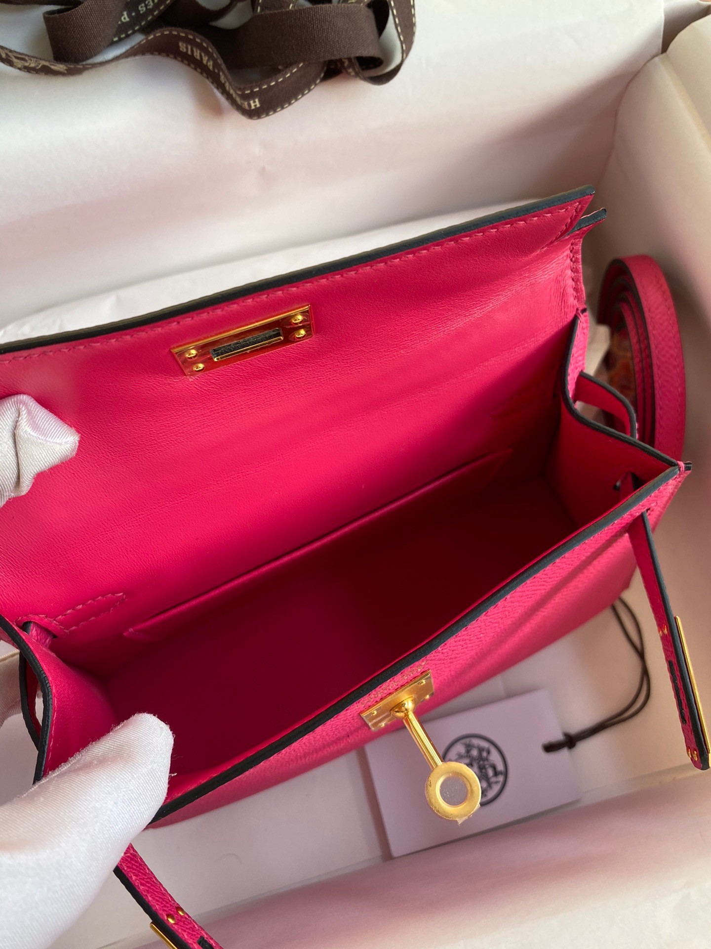H**mes kelly mini ii sellier handmade bag in rose red epsom calfskin