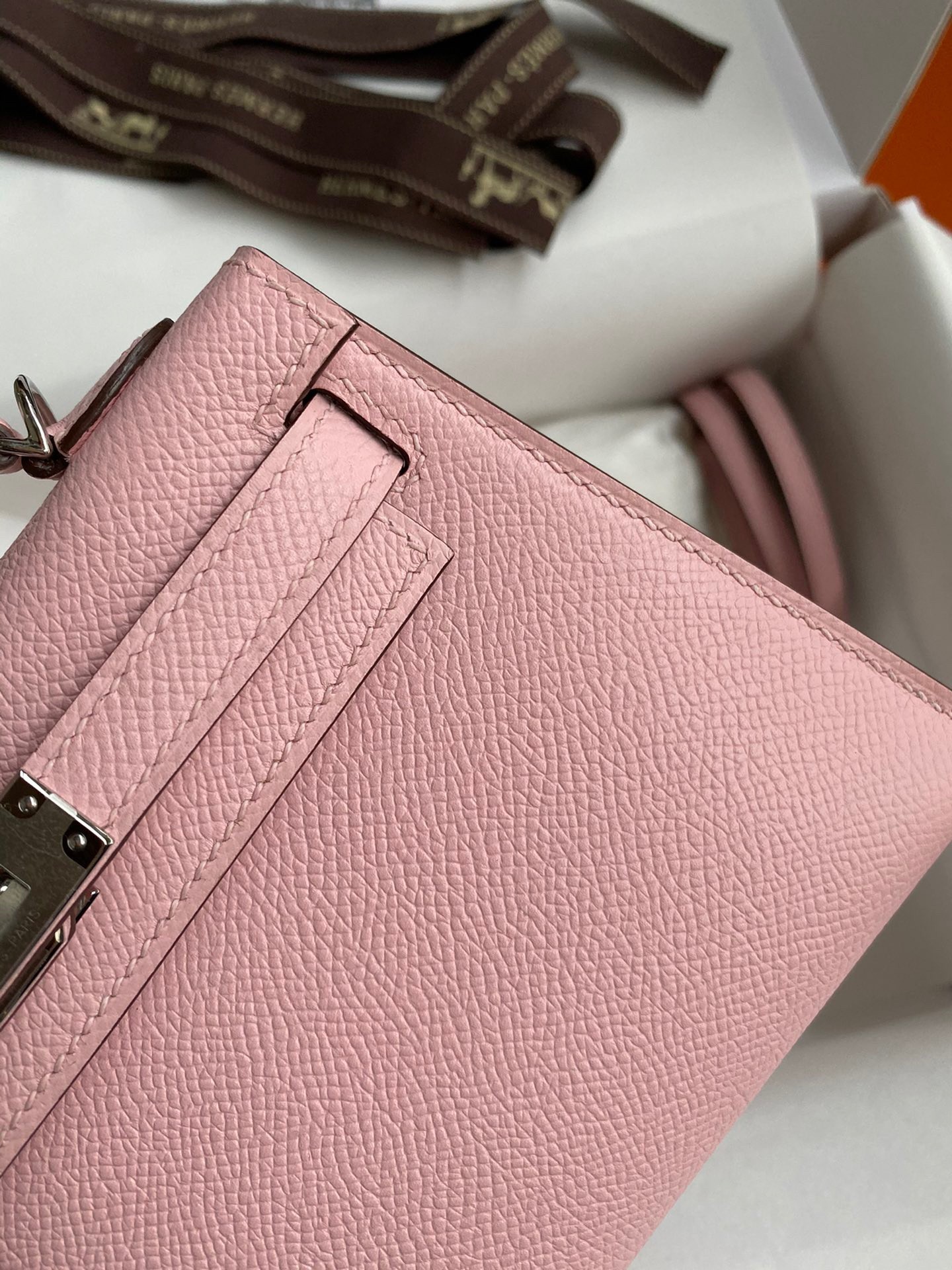 H**mes kelly mini ii sellier handmade bag in rose sakura epsom calfskin