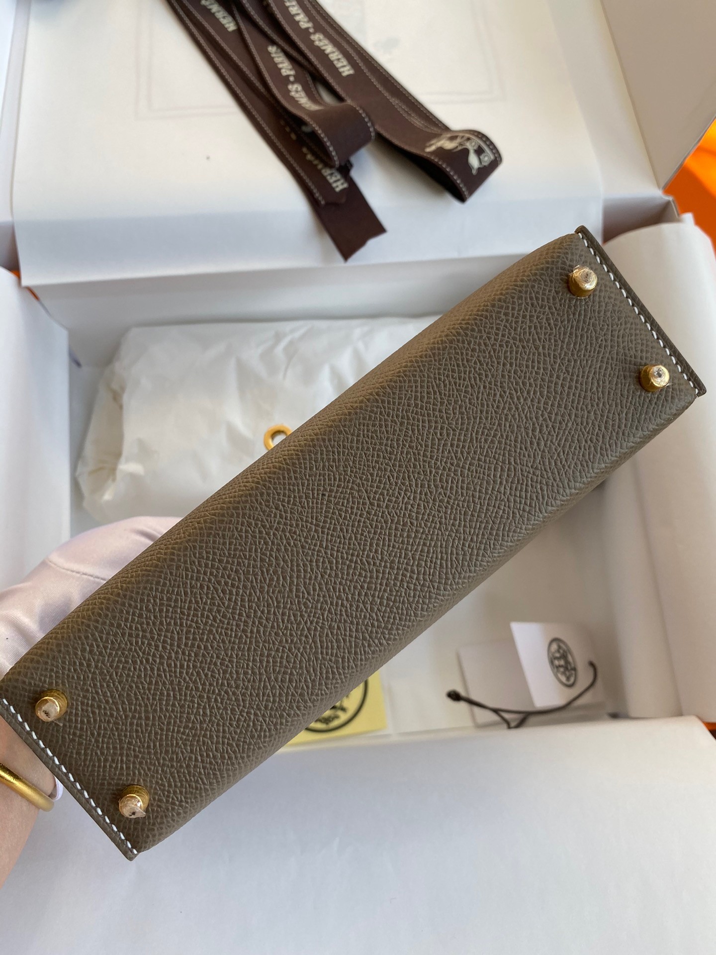 H**mes kelly mini ii sellier handmade bag in taupe epsom calfskin
