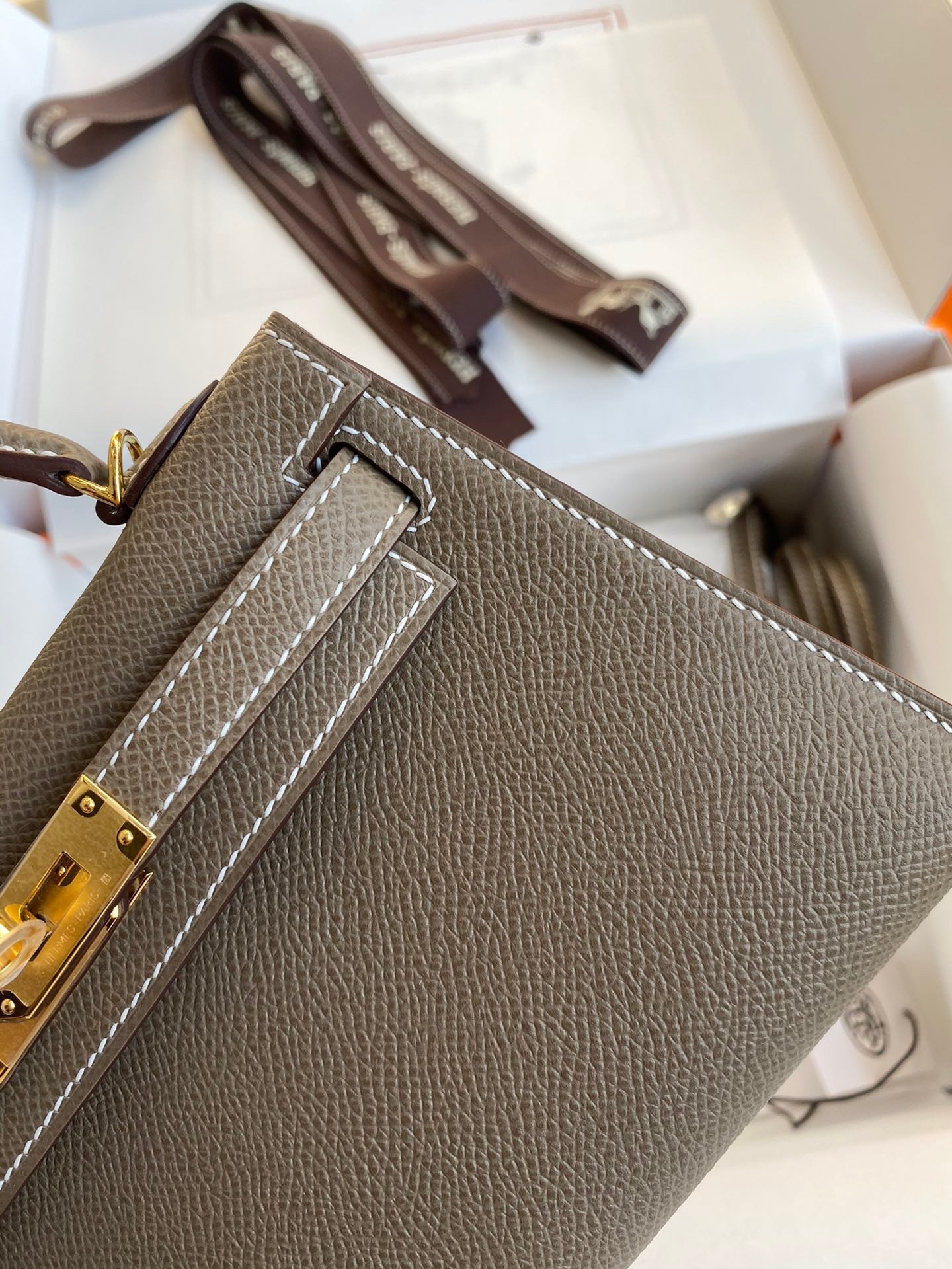 H**mes kelly mini ii sellier handmade bag in taupe epsom calfskin