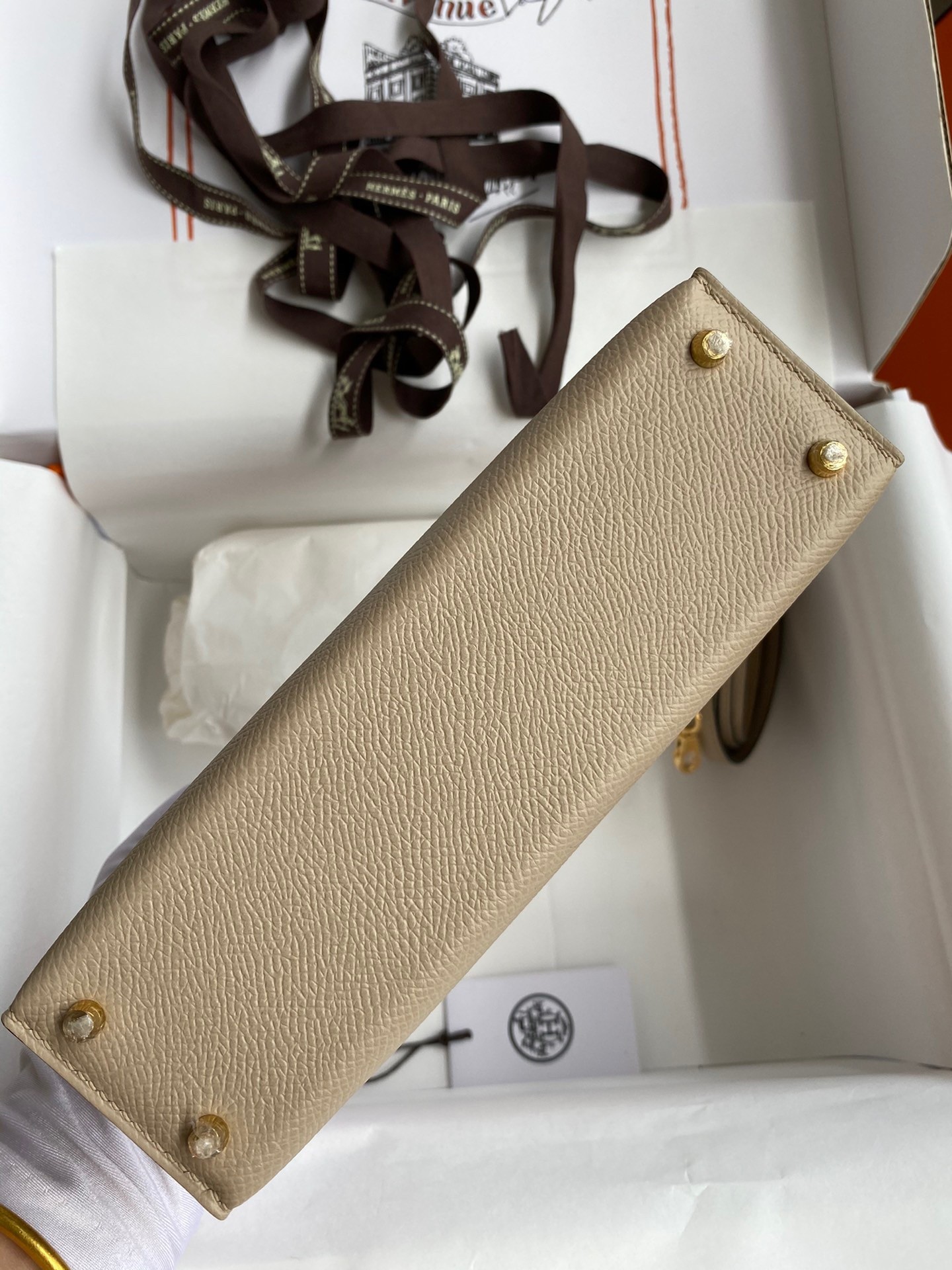 H**mes kelly mini ii sellier handmade bag in trench epsom calfskin