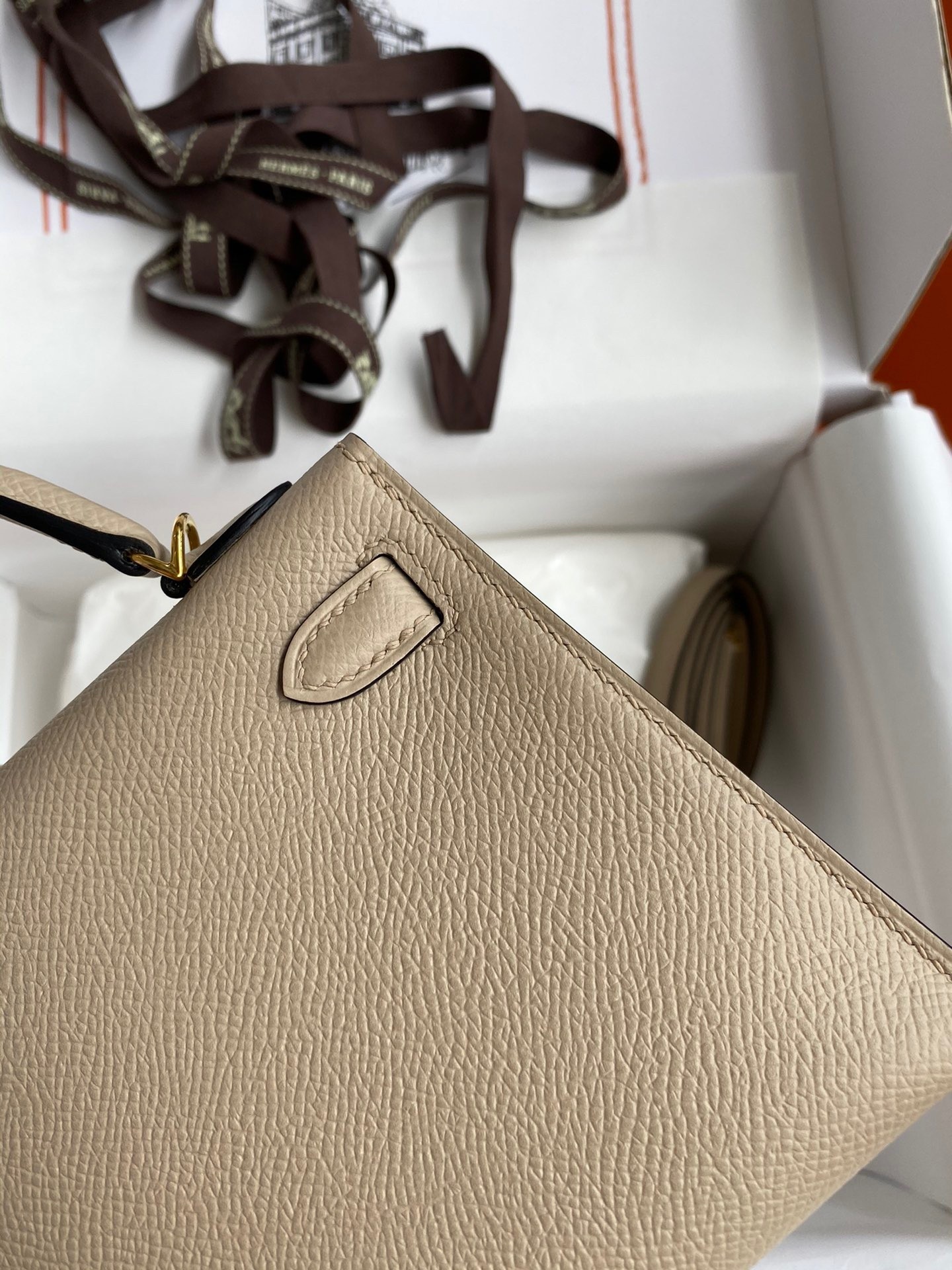 H**mes kelly mini ii sellier handmade bag in trench epsom calfskin