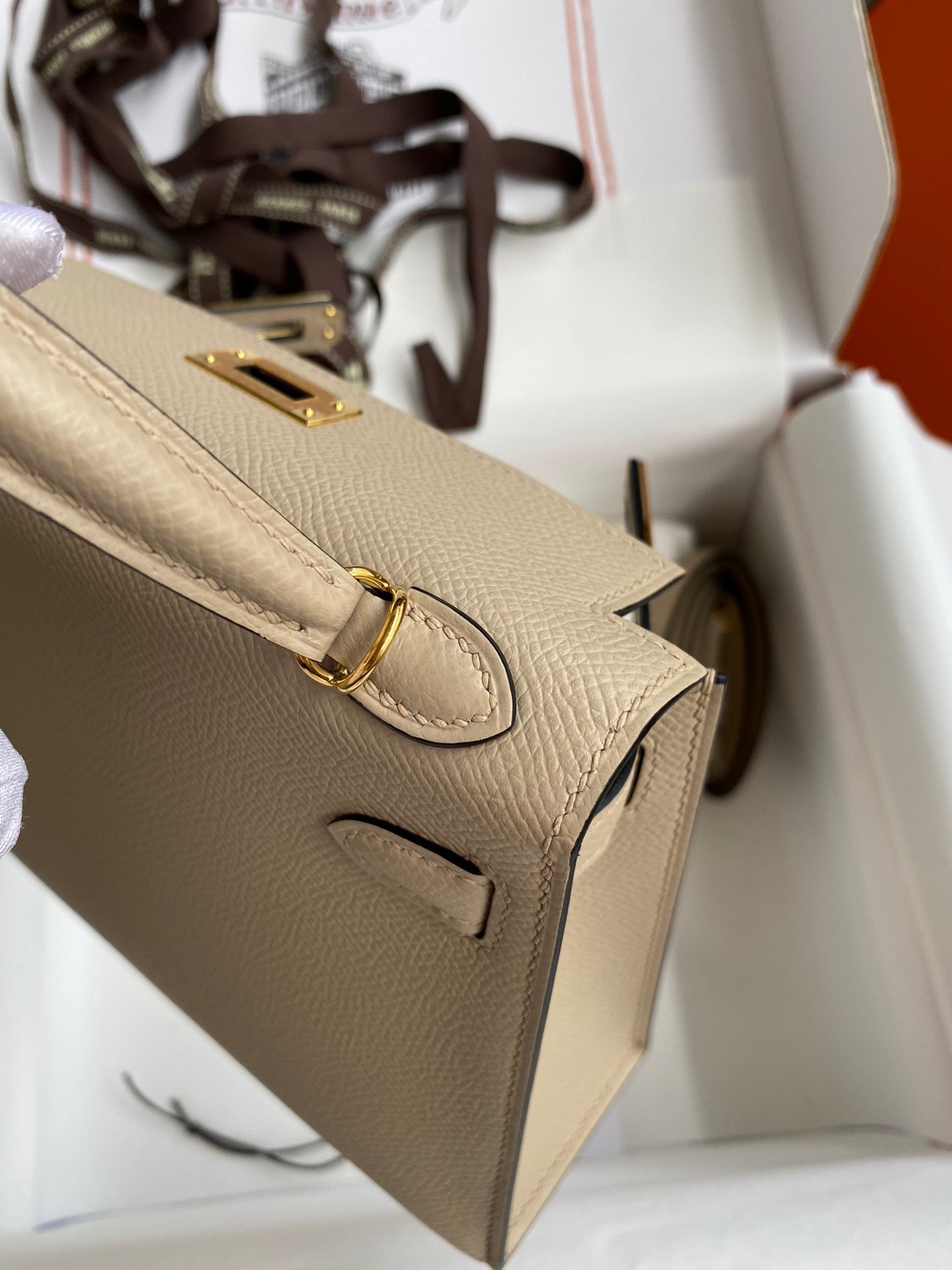 H**mes kelly mini ii sellier handmade bag in trench epsom calfskin