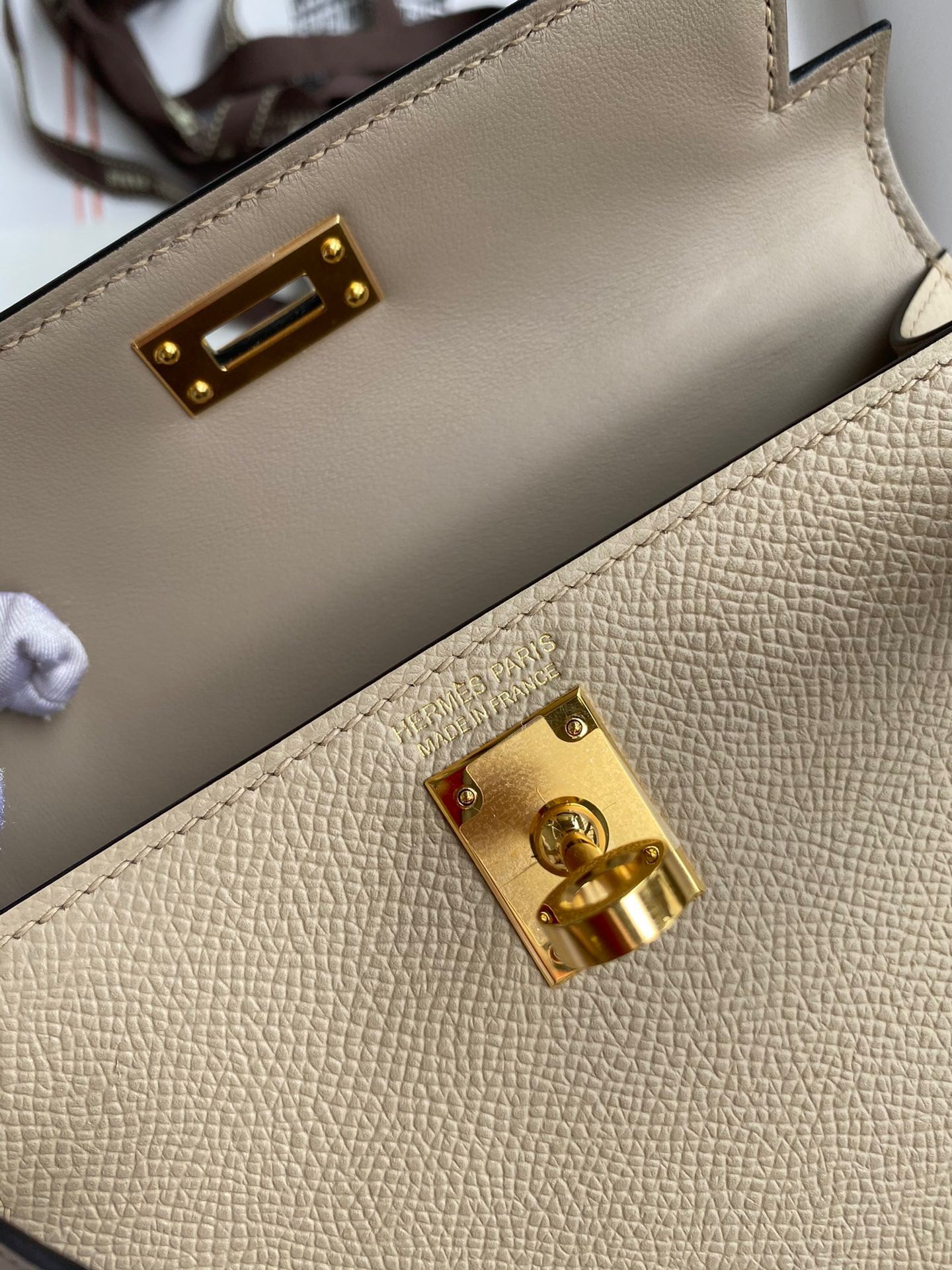 H**mes kelly mini ii sellier handmade bag in trench epsom calfskin