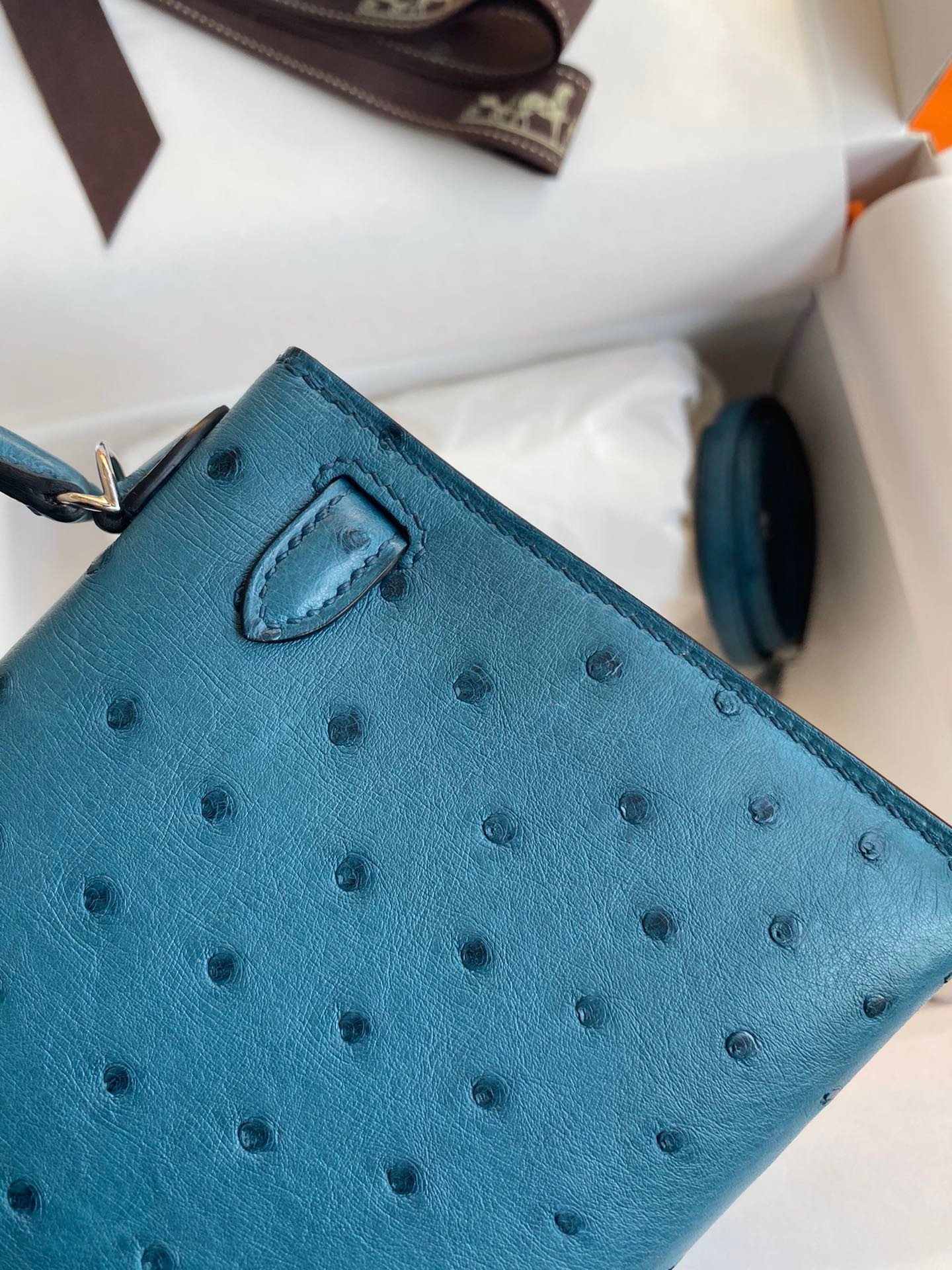 H**mes kelly mini ii sellier handmade bag in colvert ostrich leather