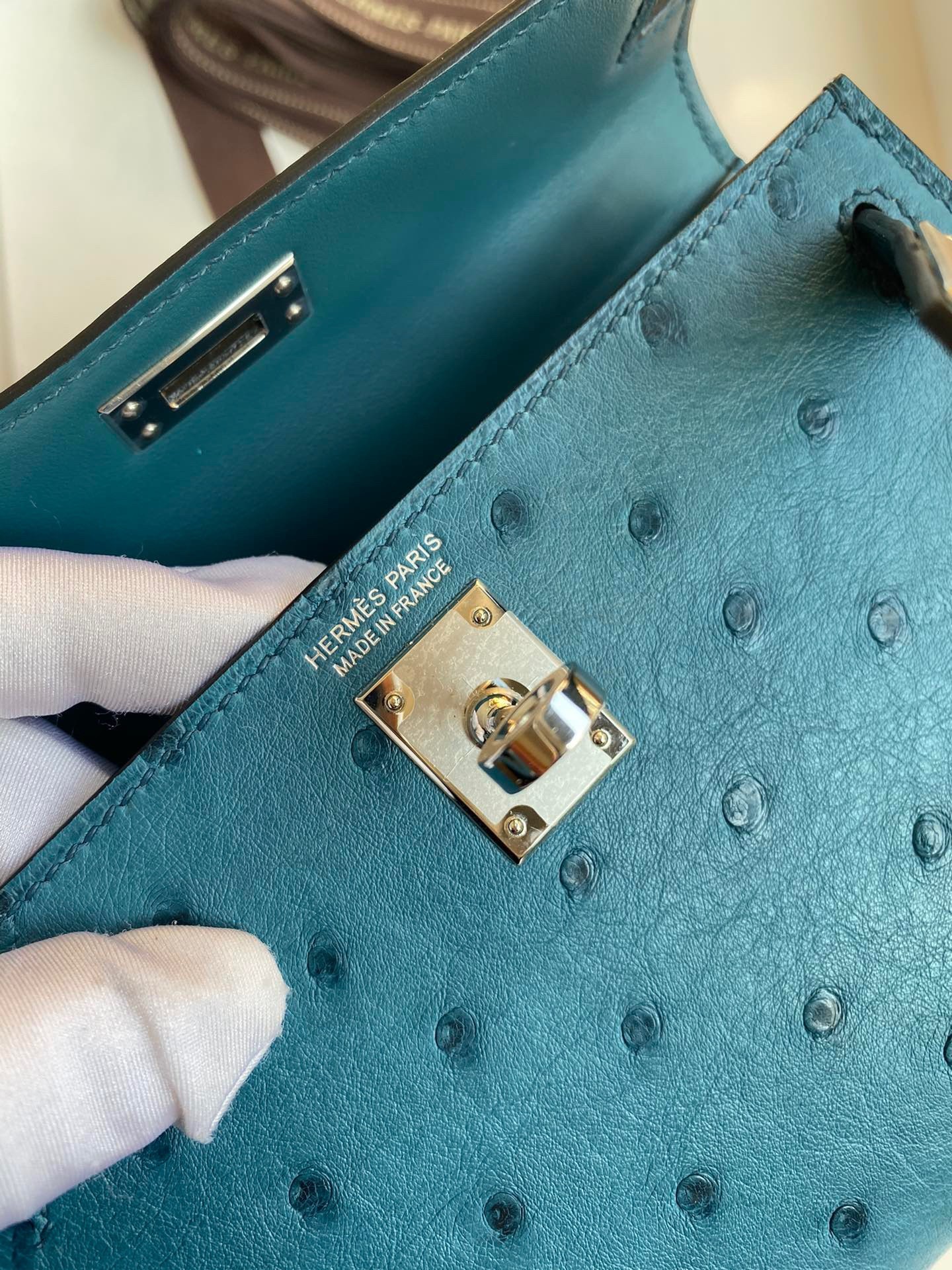 H**mes kelly mini ii sellier handmade bag in colvert ostrich leather