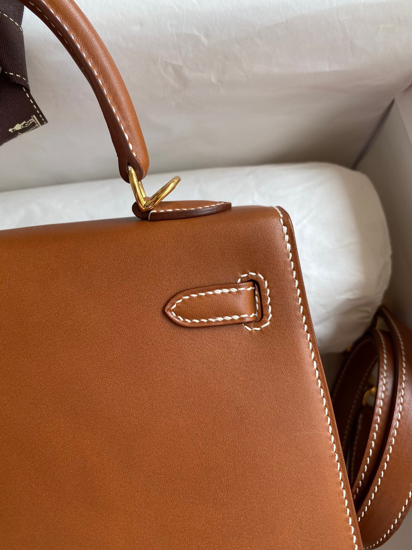H**mes kelly sellier 25 handmade bag in gold barenia calfskin