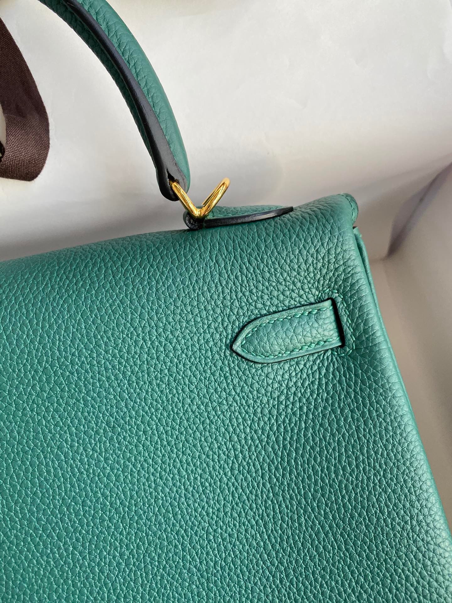 H**mes kelly retourne 25 handmade bag in blue paon clemence leather