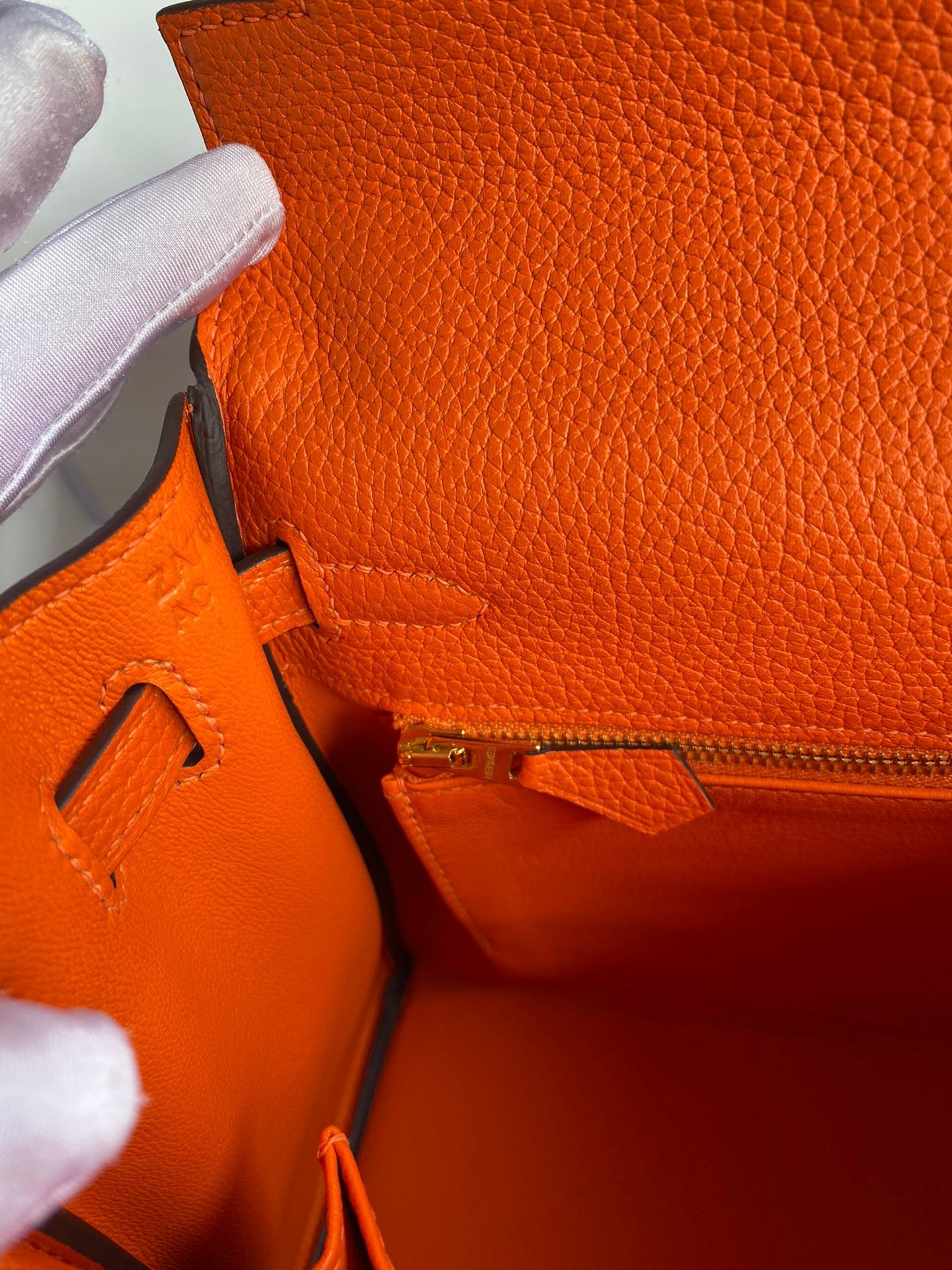 H**mes kelly retourne 25 handmade bag in orange clemence leather