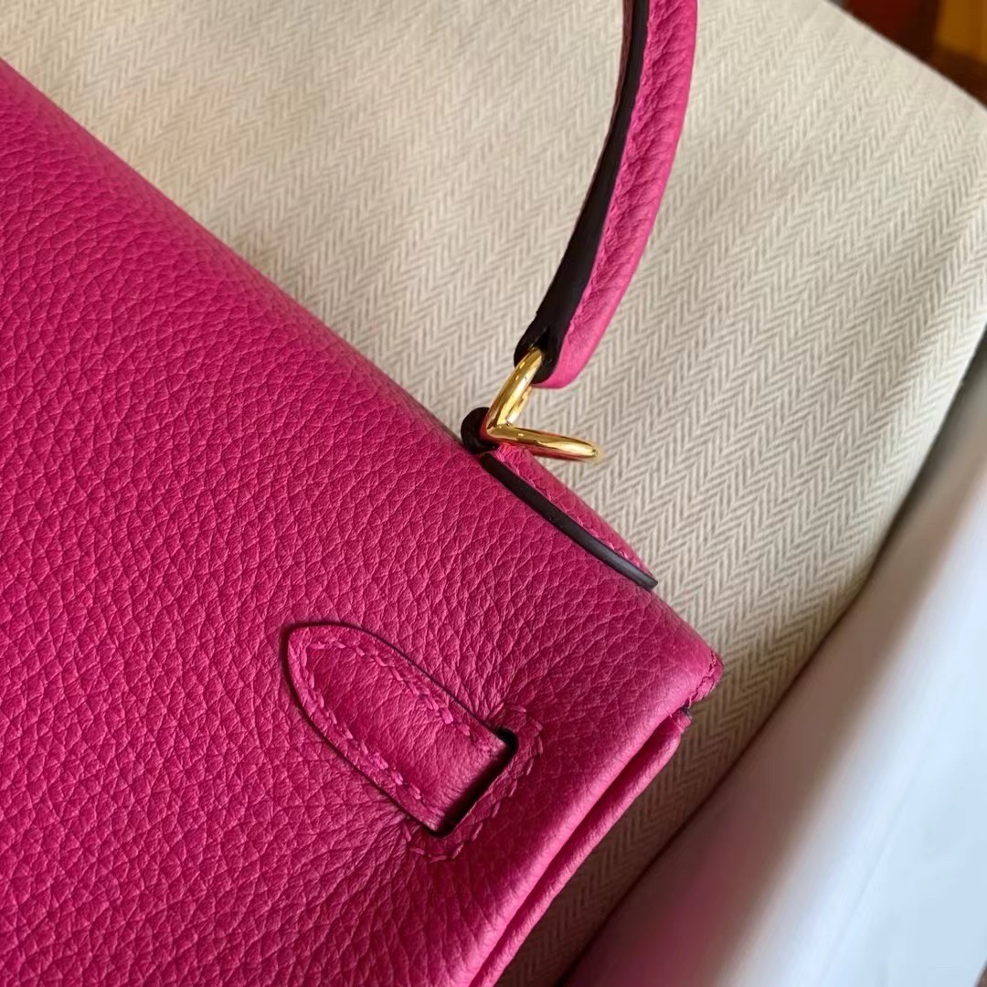 H**mes kelly retourne 25 handmade bag in rose purple clemence leather