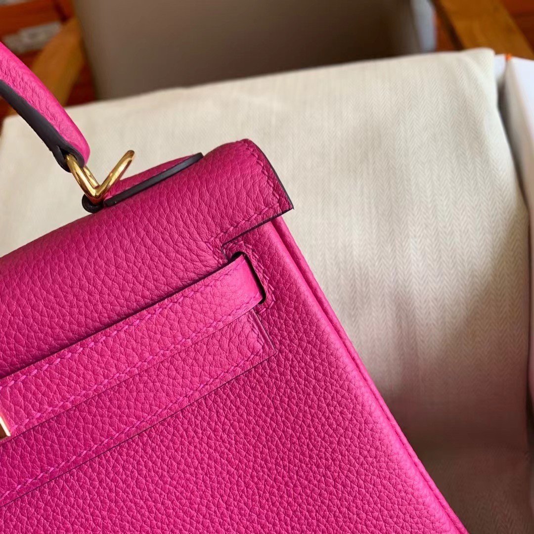 H**mes kelly retourne 25 handmade bag in rose purple clemence leather