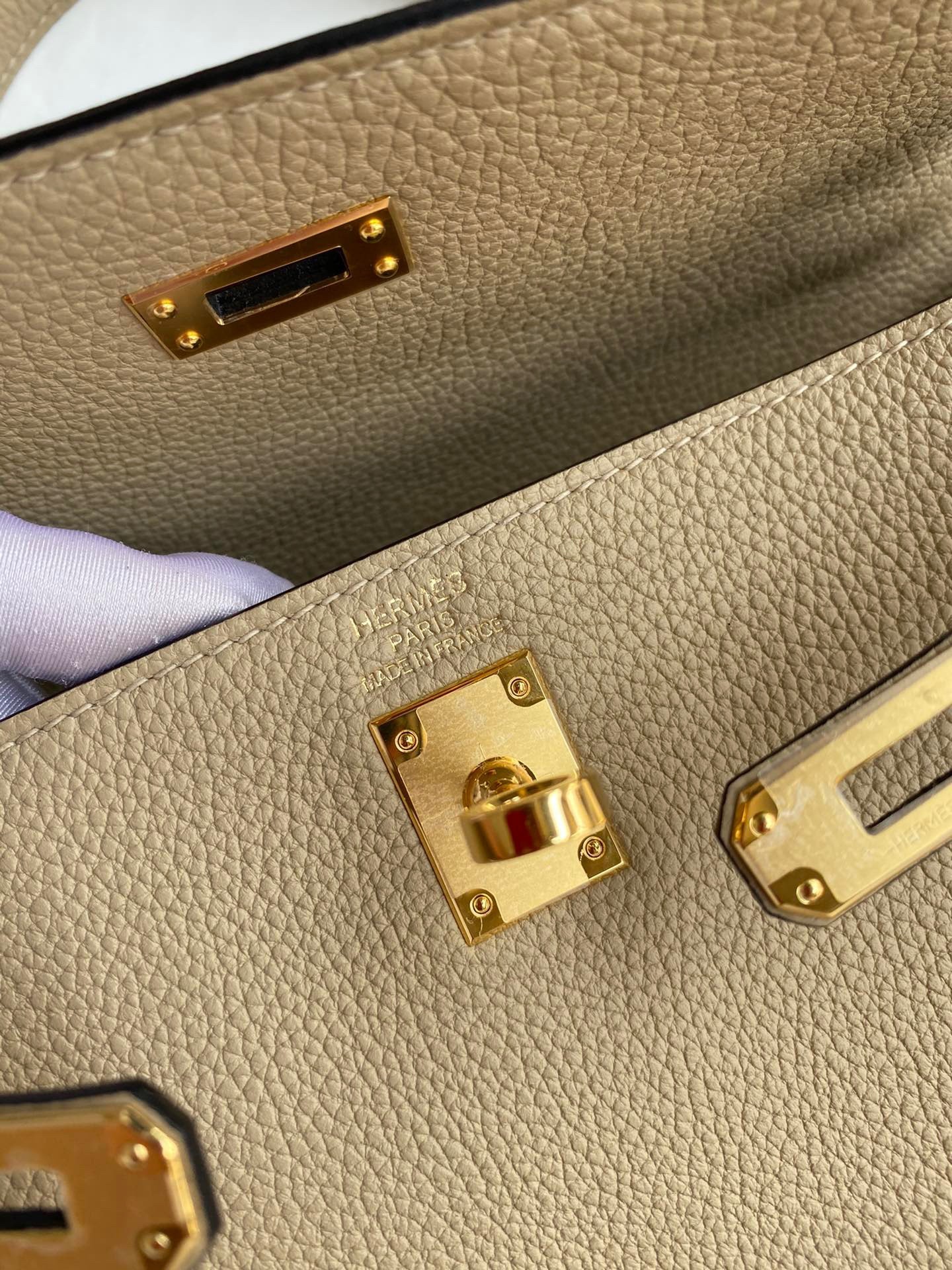 H**mes kelly retourne 25 handmade bag in trench clemence leather