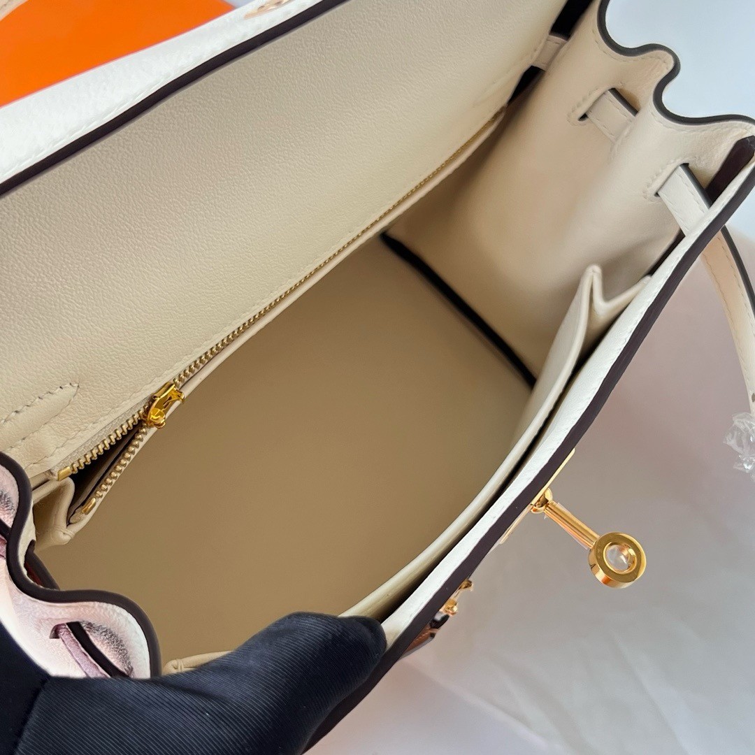 H**mes kelly colormatic 25 handmade bag in nata swifit leather
