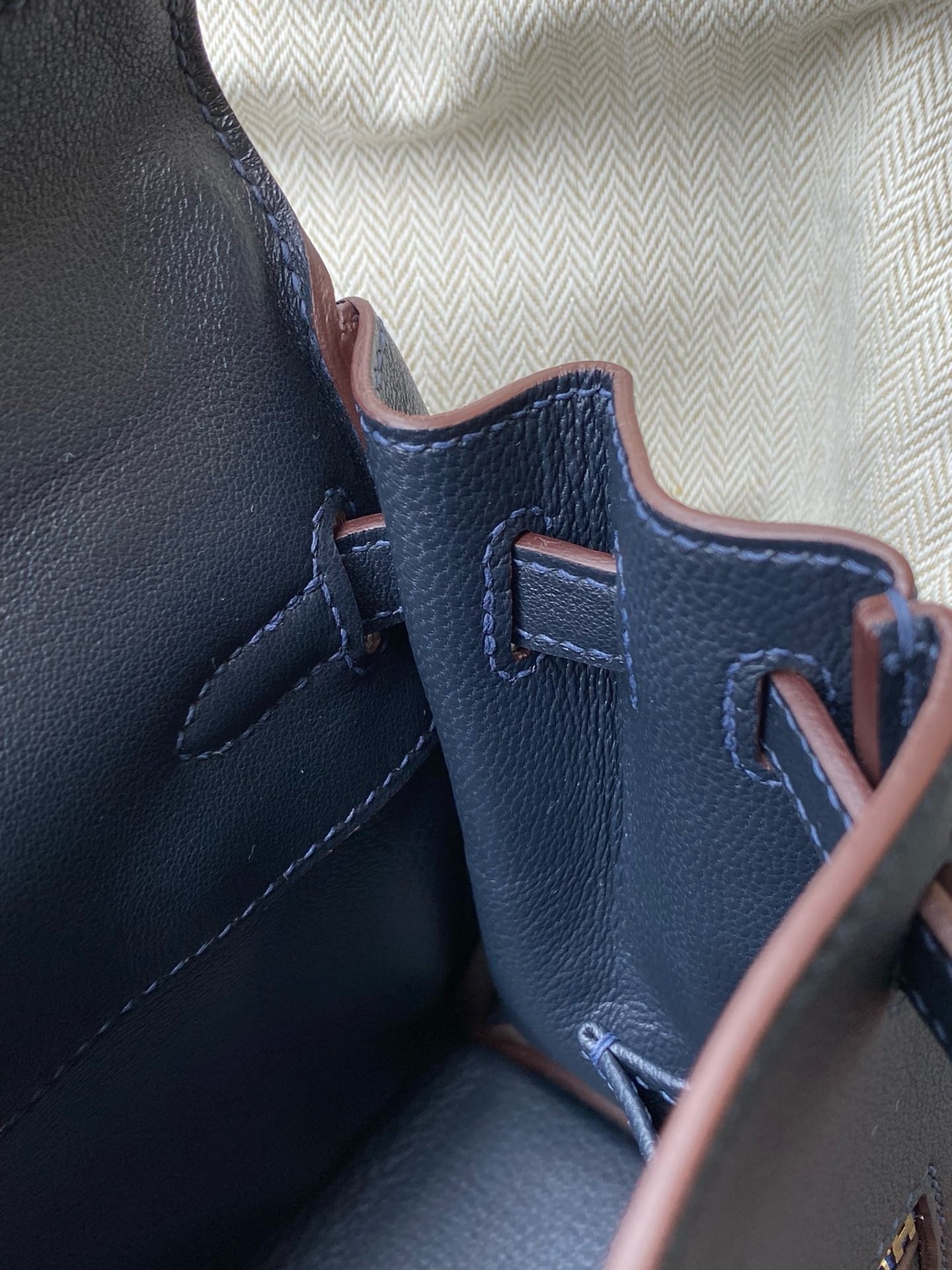 H**mes kelly colormatic 25 handmade bag in blue nuit swift leather