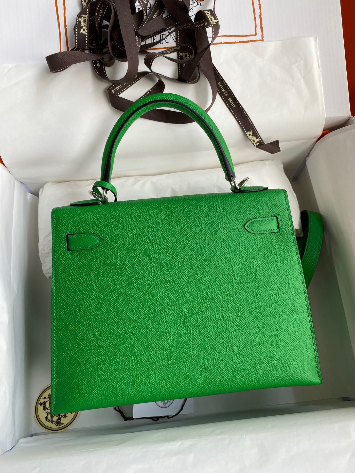 H**mes kelly sellier 25 handmade bag in bambou epsom calfskin