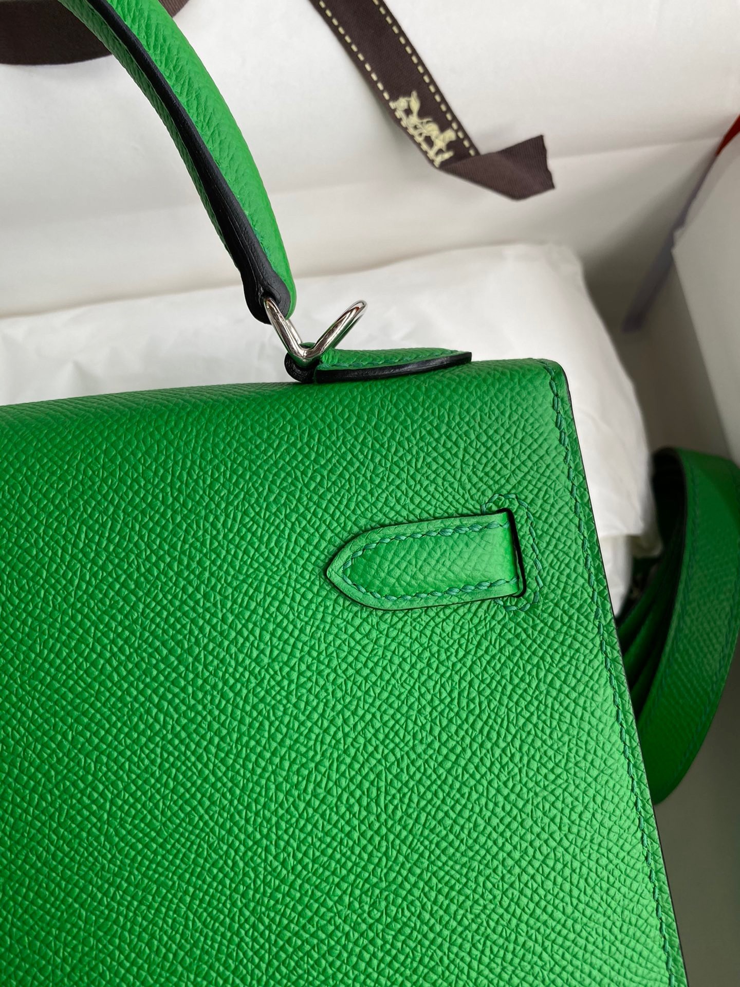 H**mes kelly sellier 25 handmade bag in bambou epsom calfskin
