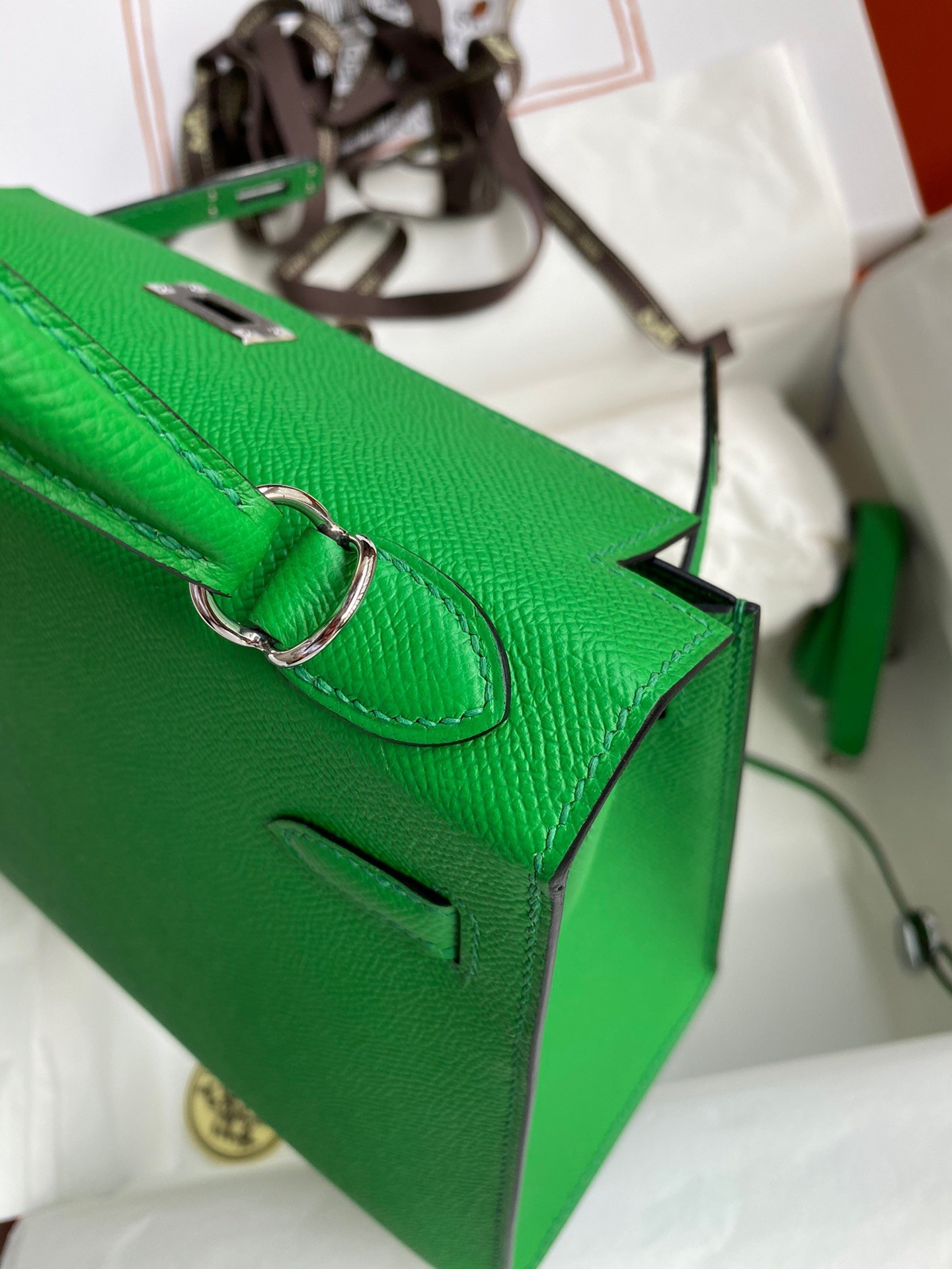 H**mes kelly sellier 25 handmade bag in bambou epsom calfskin