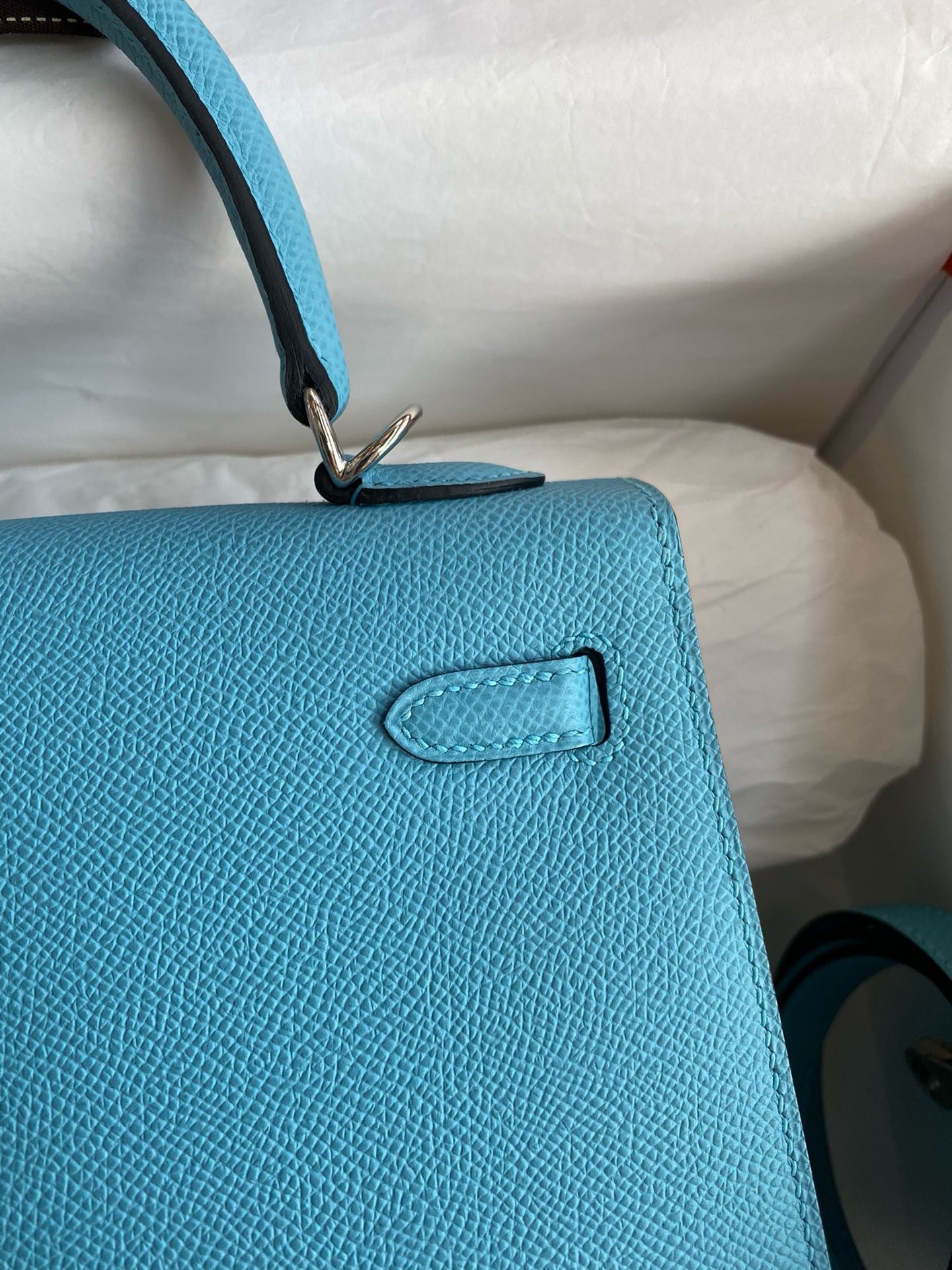 H**mes kelly sellier 25 handmade bag in blue du nord epsom calfskin