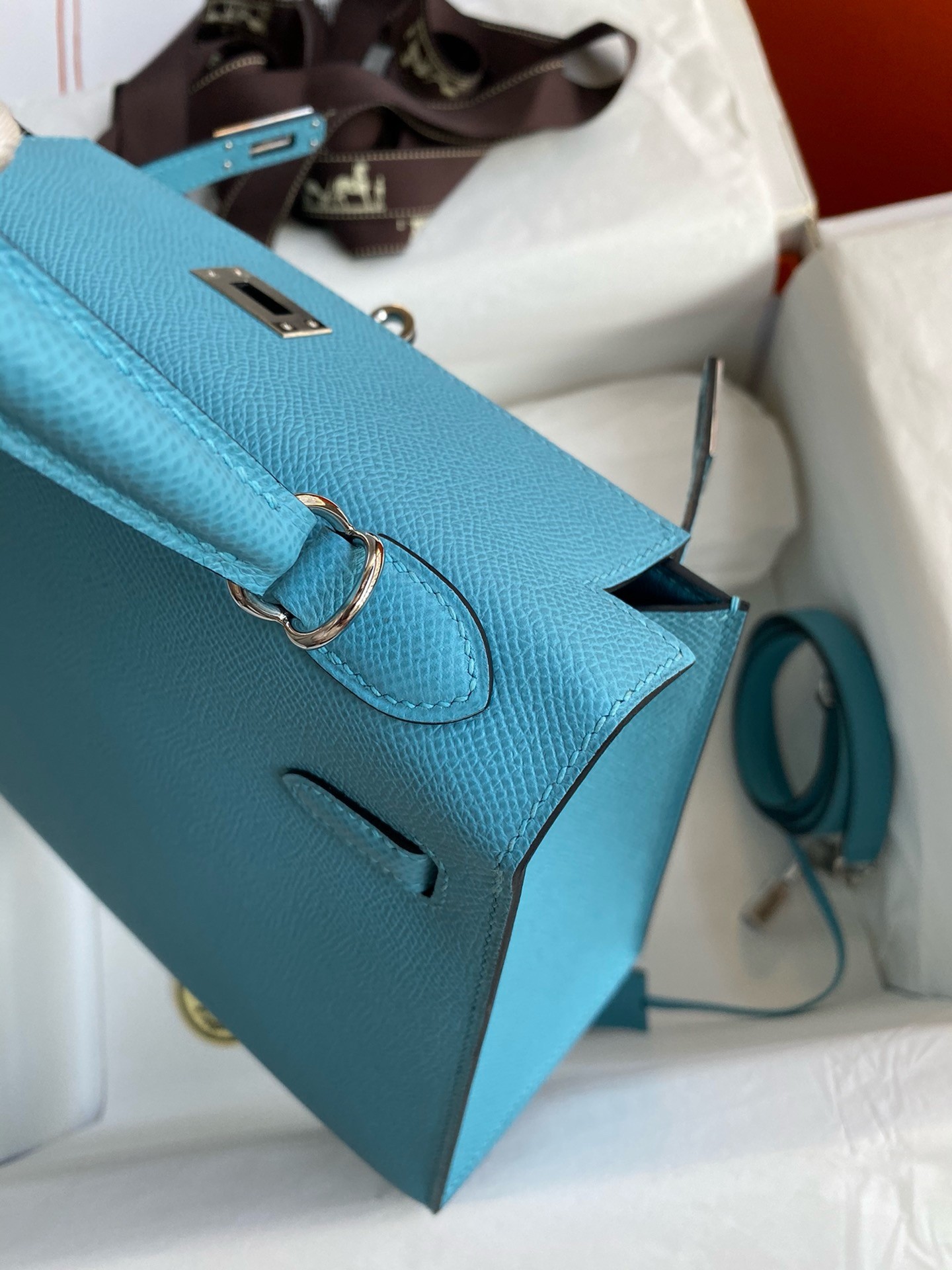 H**mes kelly sellier 25 handmade bag in blue du nord epsom calfskin