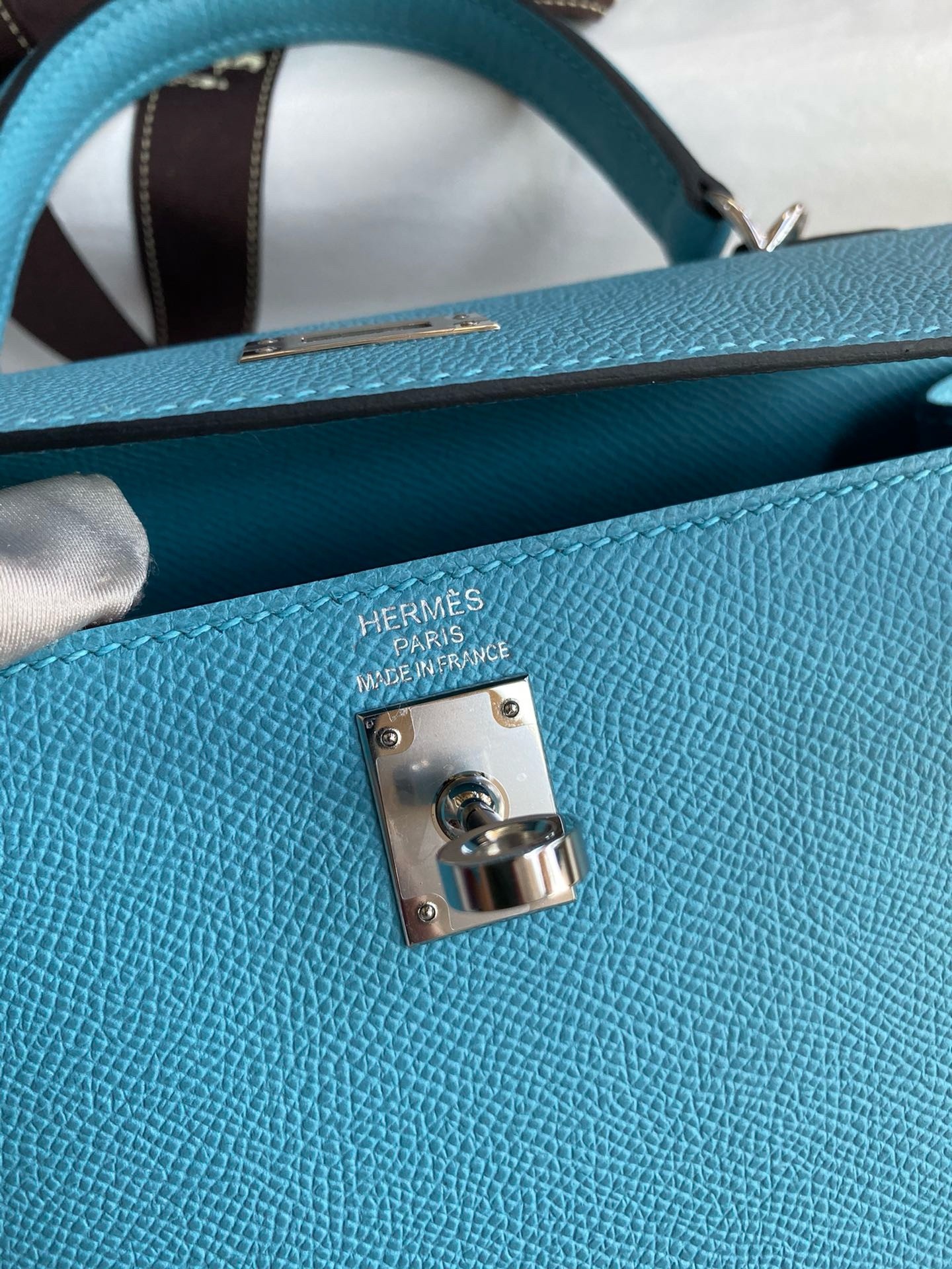 H**mes kelly sellier 25 handmade bag in blue du nord epsom calfskin