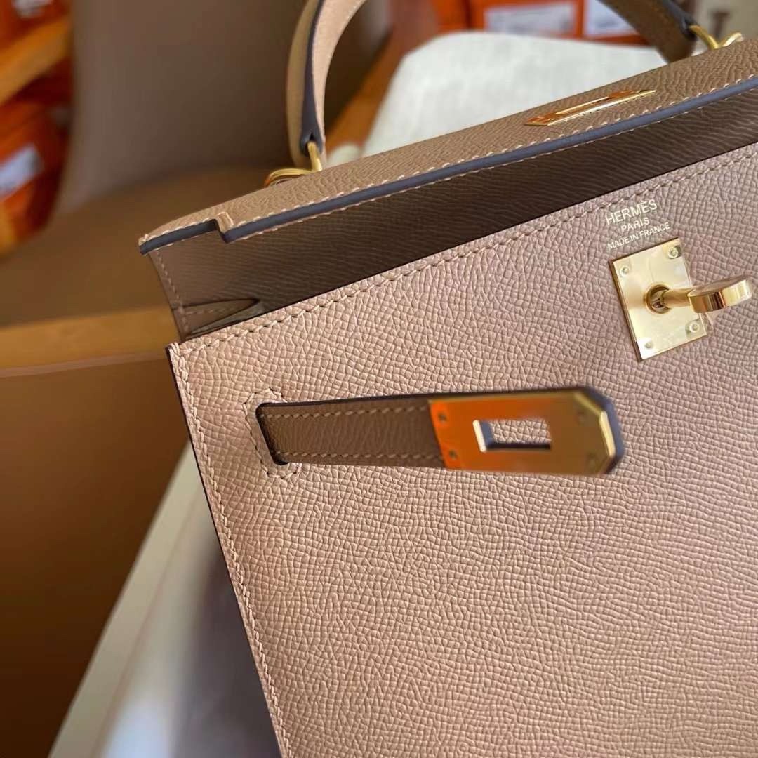 H**mes kelly sellier 25 handmade bag in chai epsom calfskin