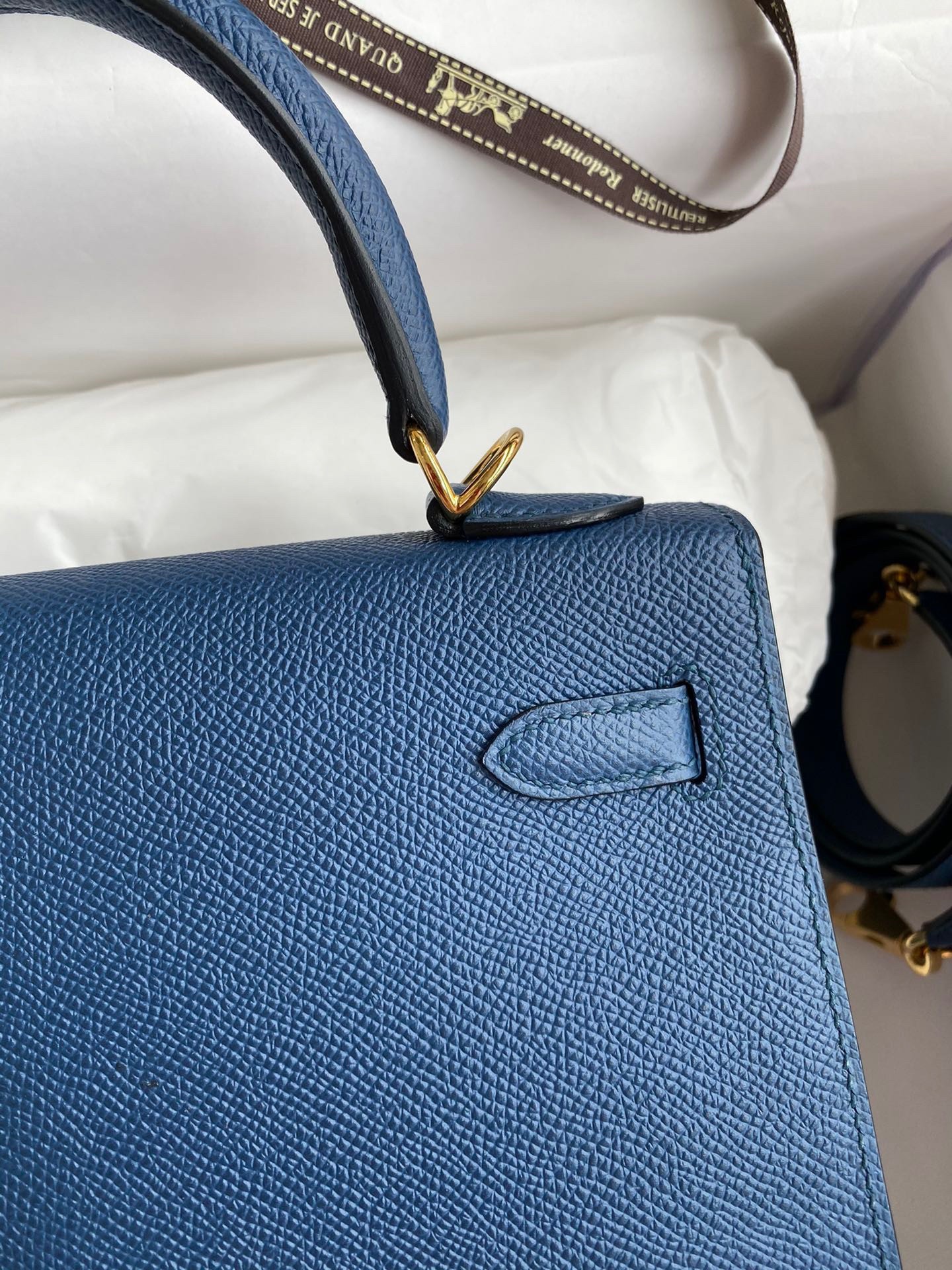 H**mes kelly sellier 25 handmade bag in deep blue epsom calfskin