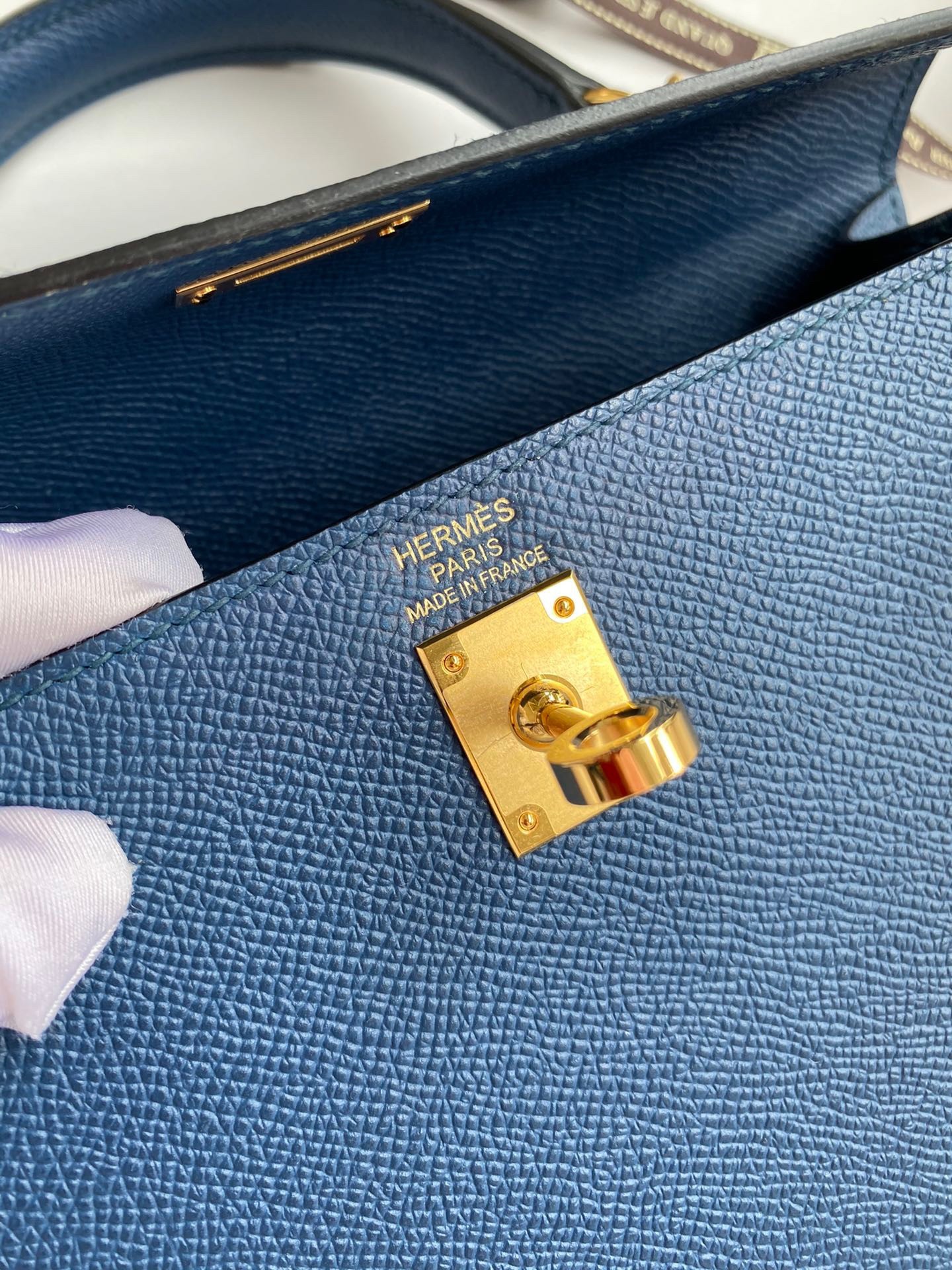 H**mes kelly sellier 25 handmade bag in deep blue epsom calfskin