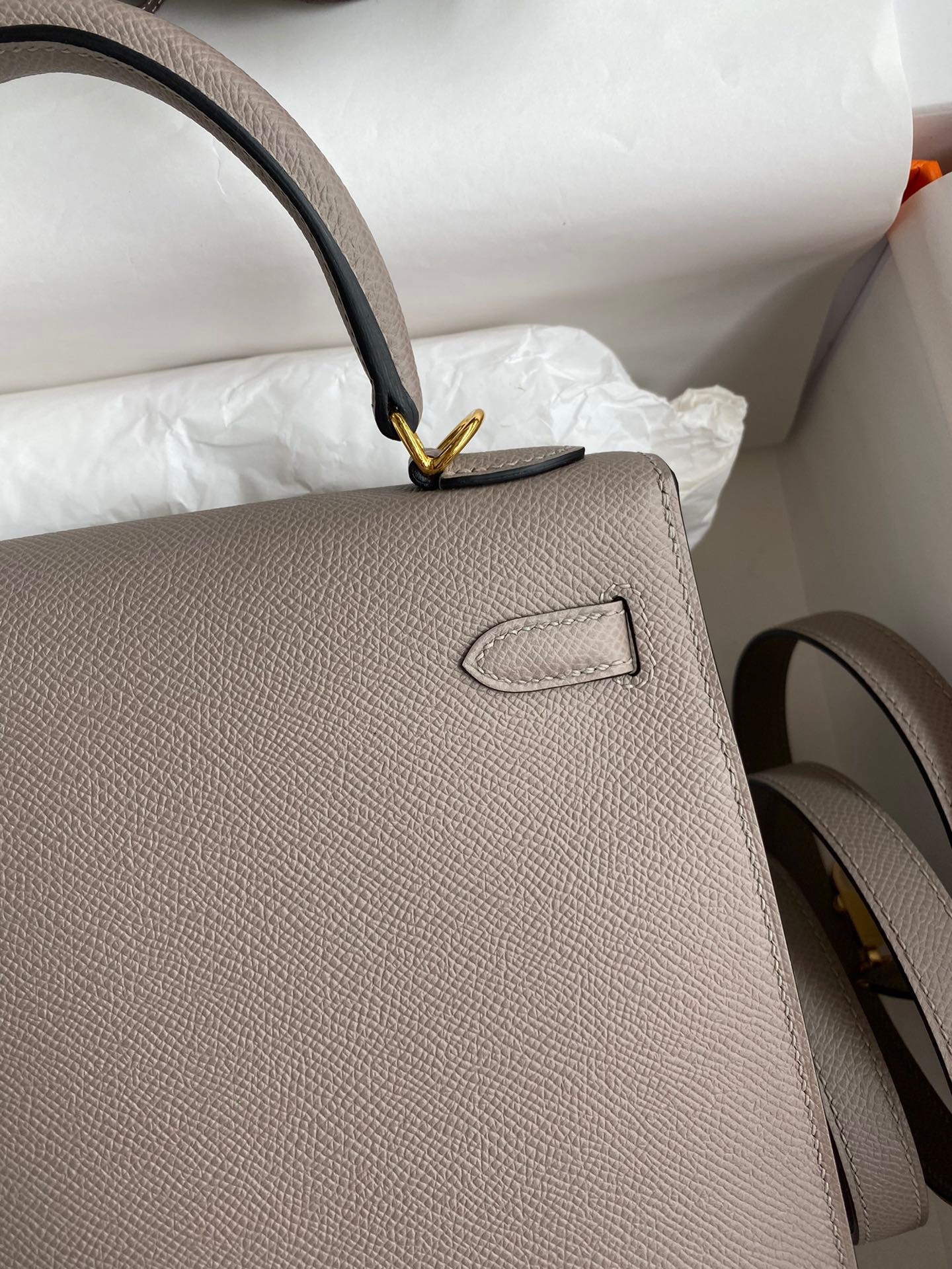 H**mes kelly sellier 25 handmade bag in gris asphalt epsom calfskin