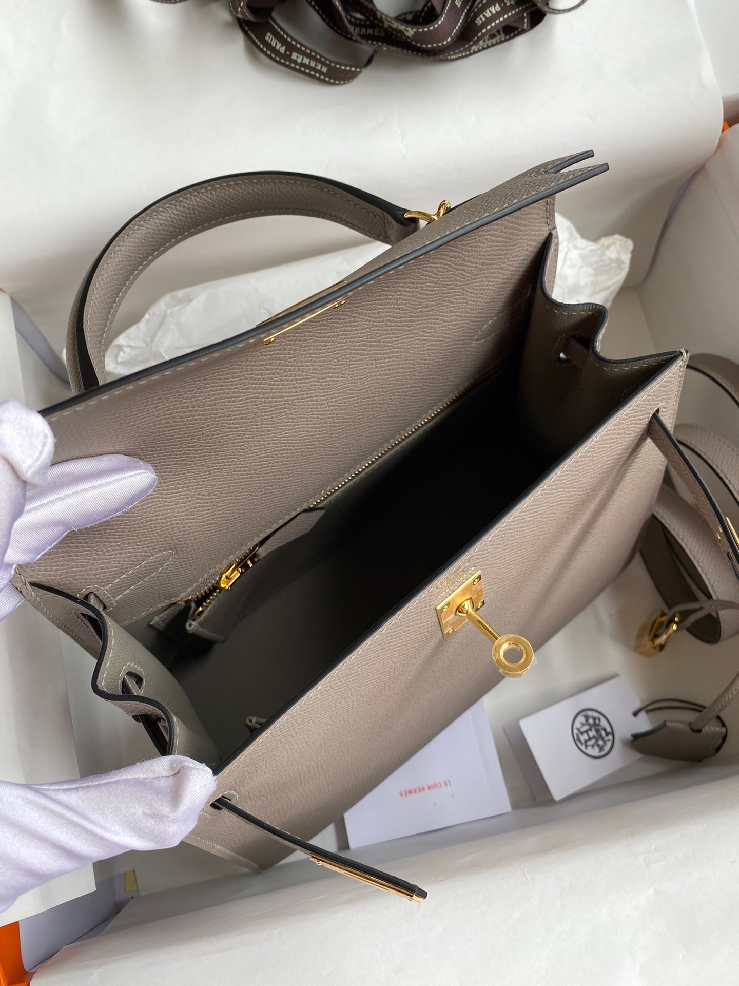 H**mes kelly sellier 25 handmade bag in gris asphalt epsom calfskin