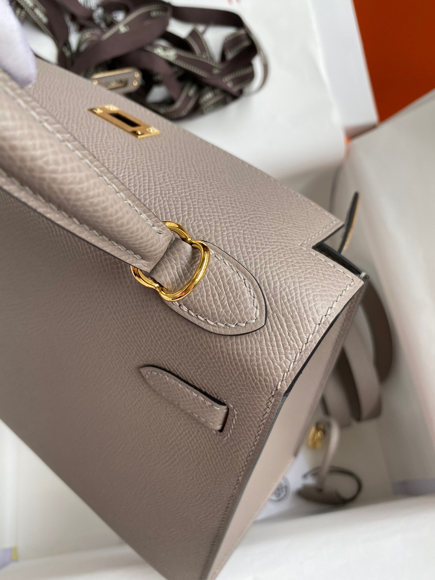 H**mes kelly sellier 25 handmade bag in gris asphalt epsom calfskin