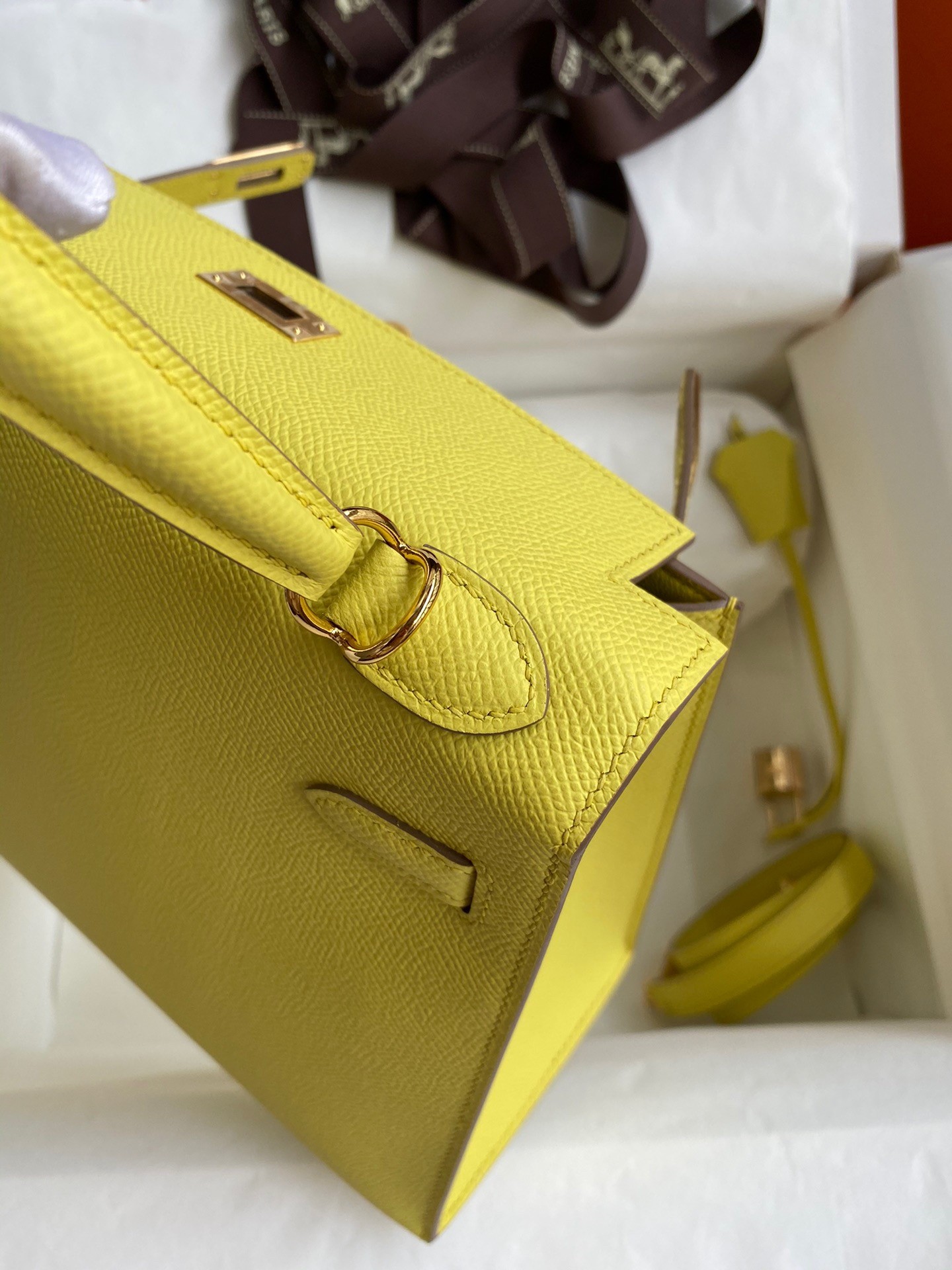H**mes kelly sellier 25 handmade bag in lime epsom calfskin