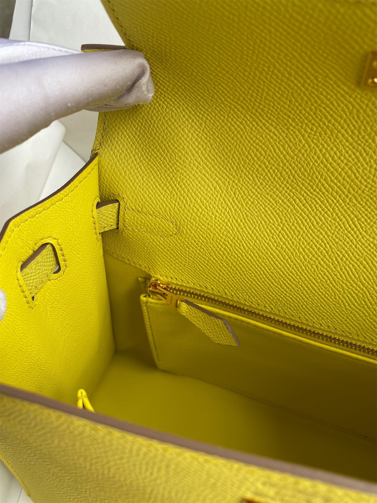 H**mes kelly sellier 25 handmade bag in lime epsom calfskin