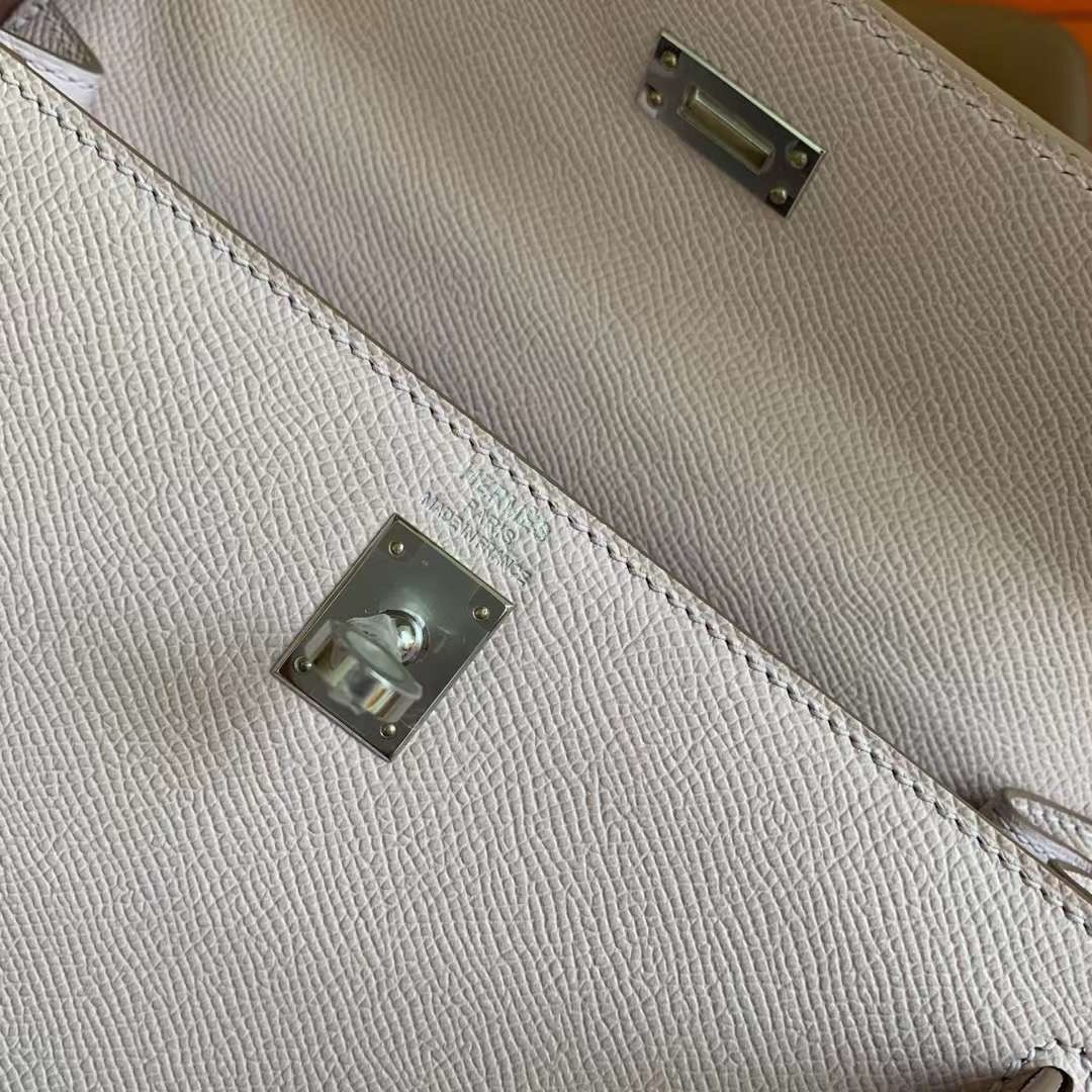 H**mes kelly sellier 25 handmade bag in mauve pale epsom calfskin
