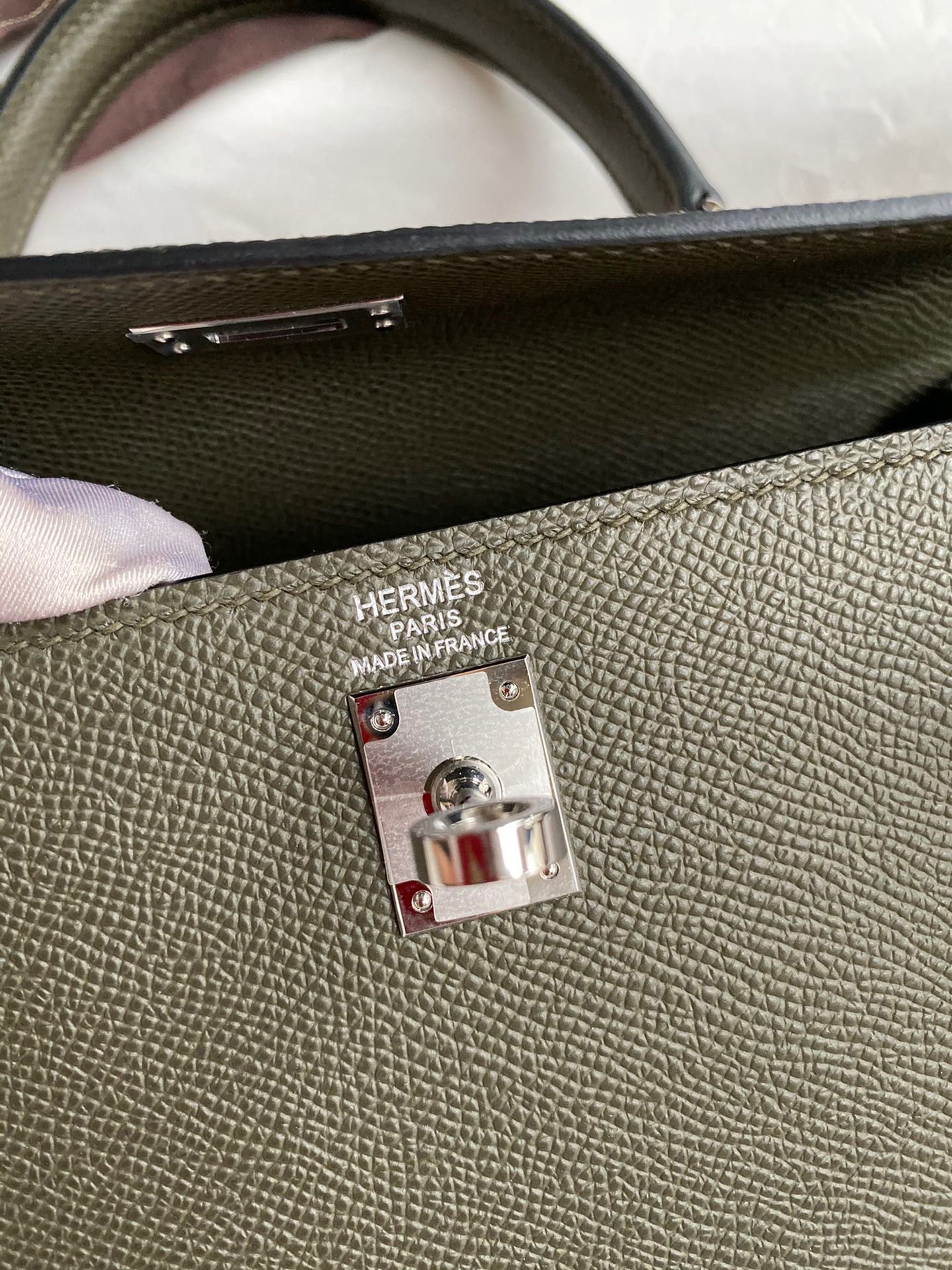 H**mes kelly sellier 25 handmade bag in vert de gris epsom calfskin