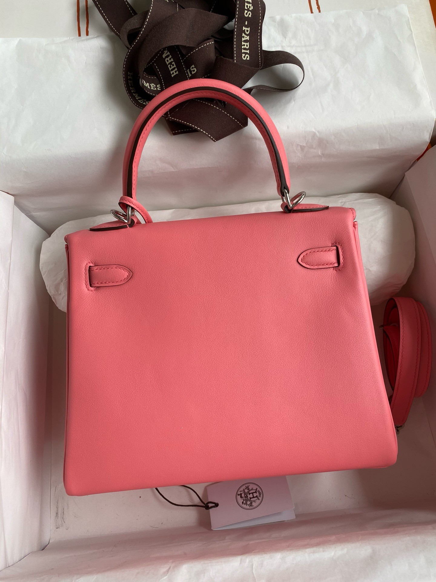 H**mes kelly retourne 25 handmade bag in rose d