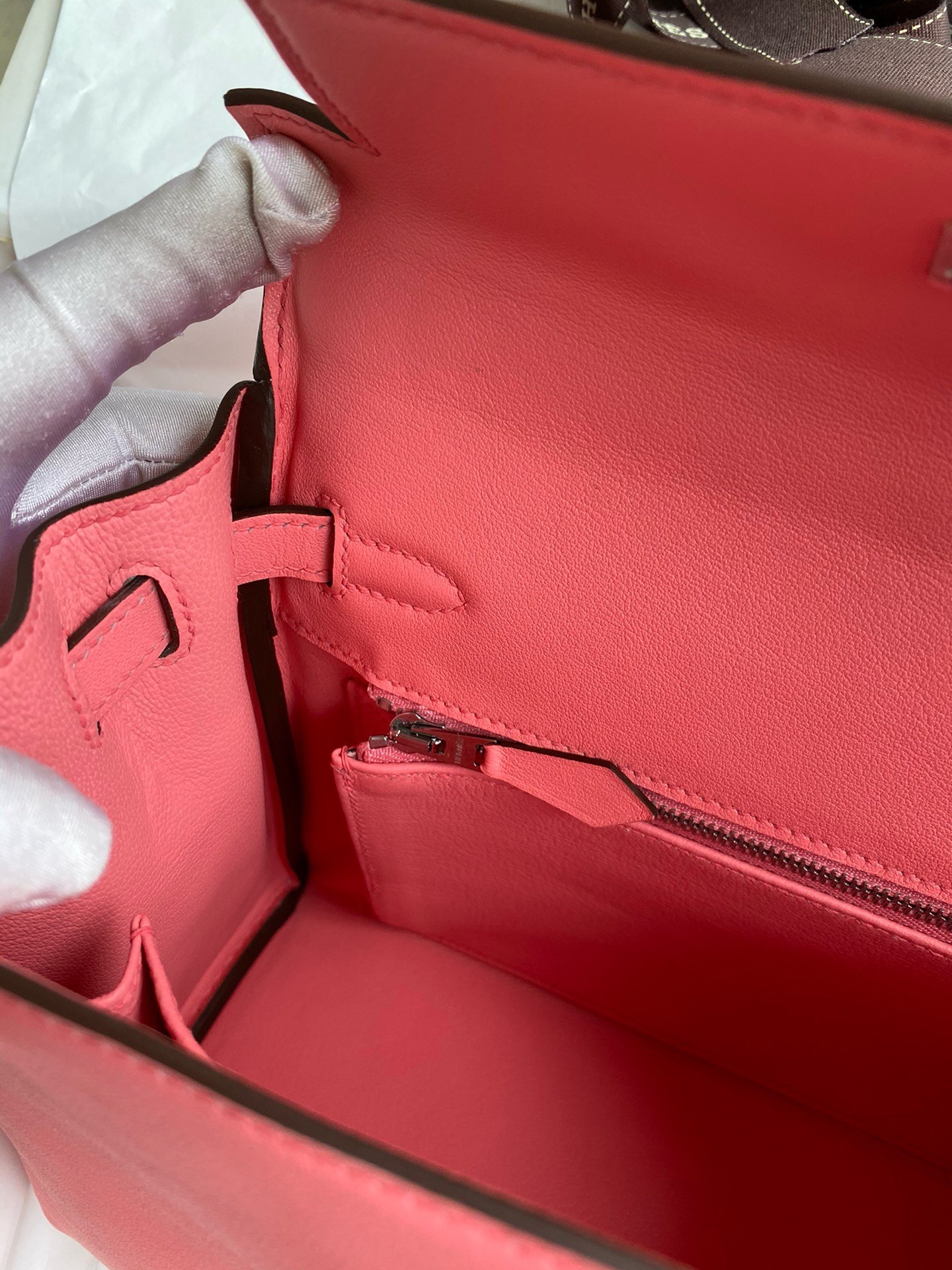 H**mes kelly retourne 25 handmade bag in rose d