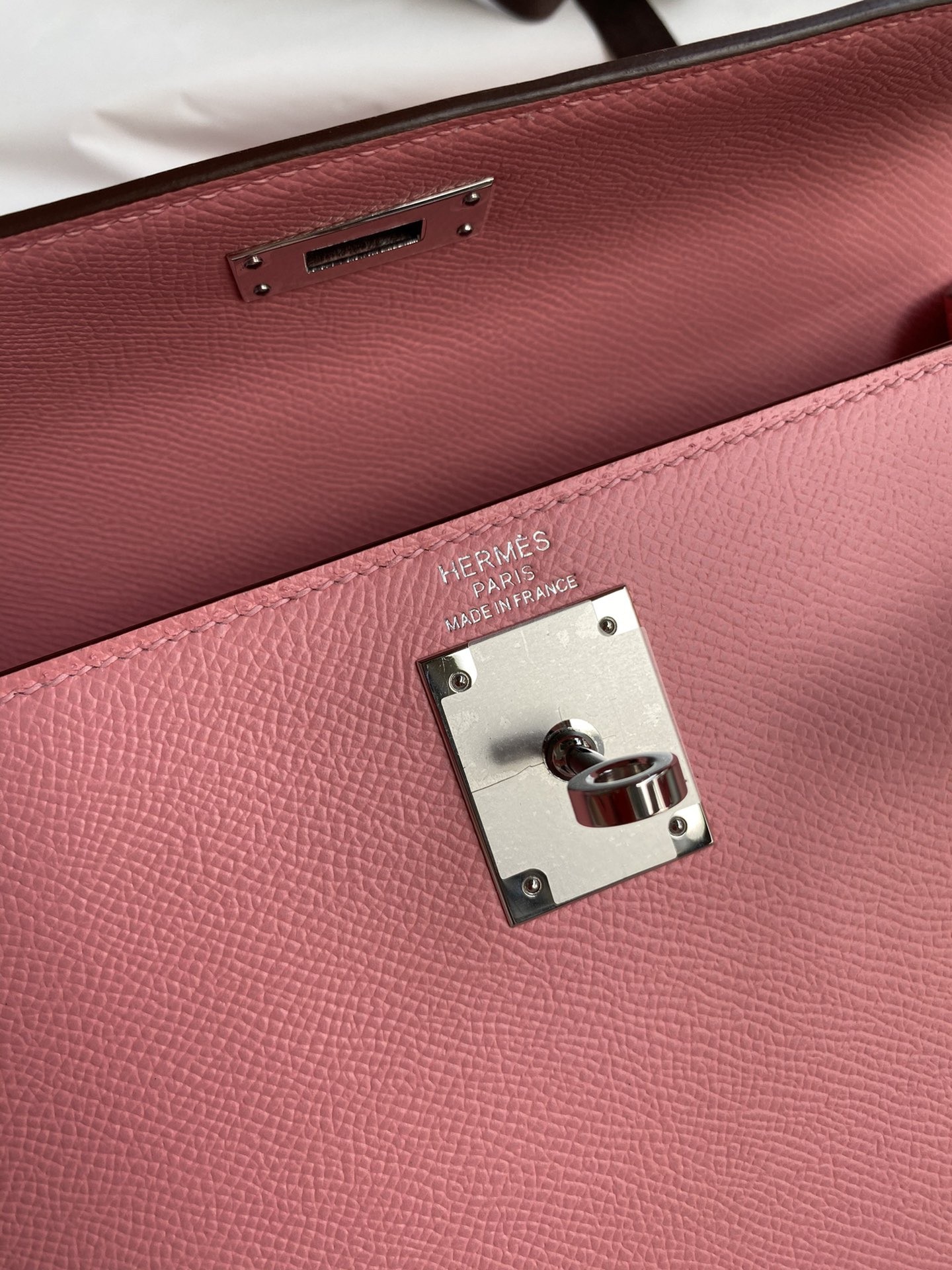 H**mes kelly sellier 28 handmade bag in rose confetti epsom calfskin