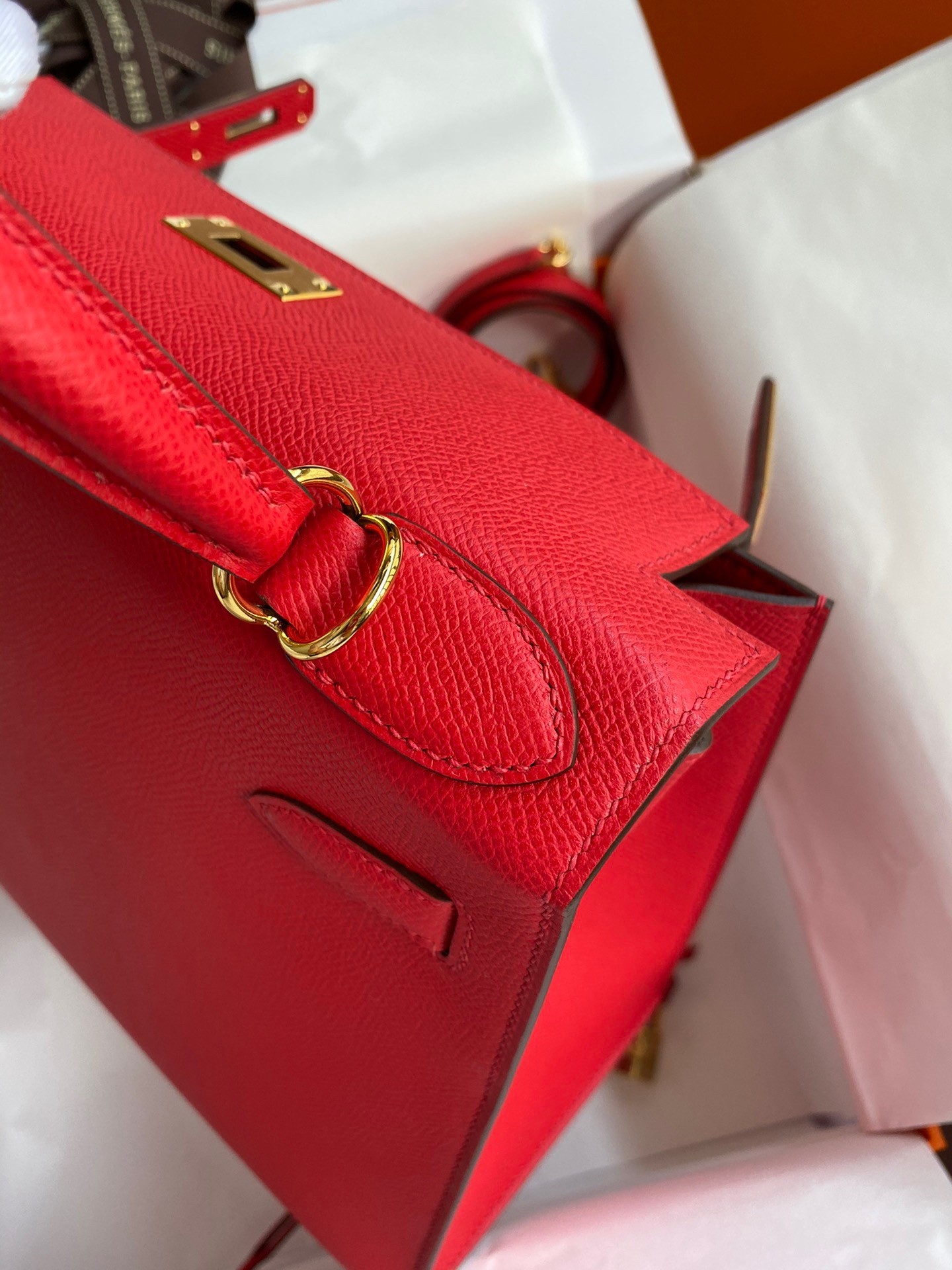 H**mes kelly sellier 28 handmade bag in red epsom calfskin