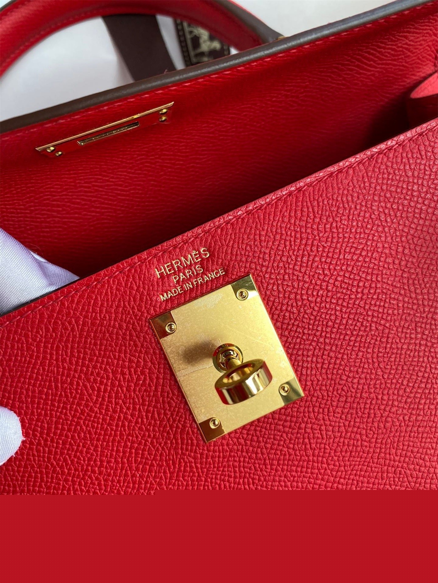 H**mes kelly sellier 28 handmade bag in red epsom calfskin
