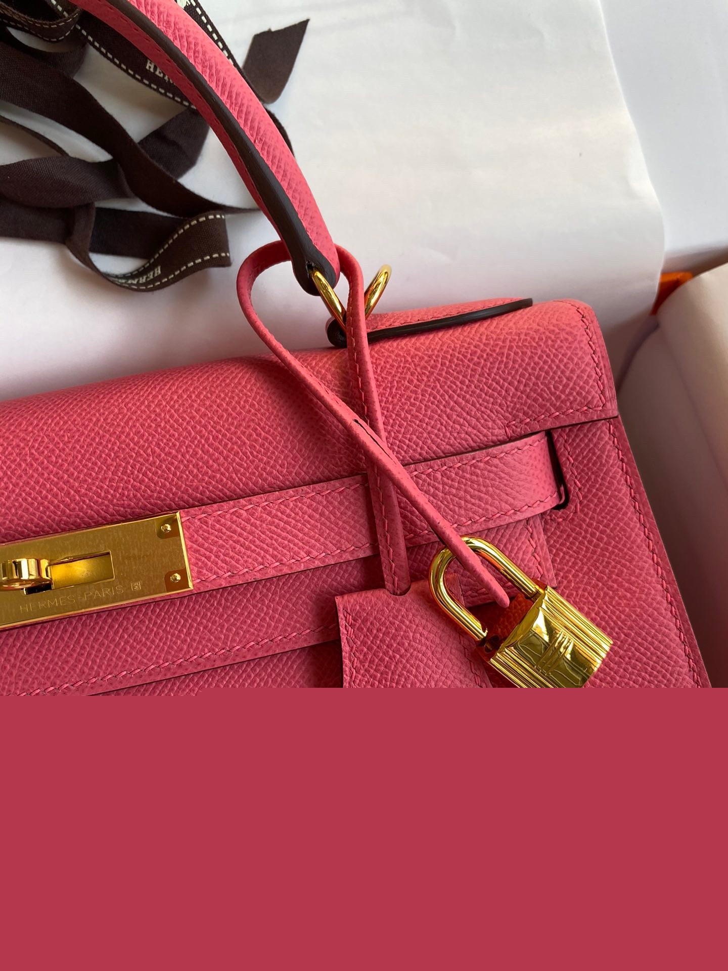 H**mes kelly sellier 28 handmade bag in rose lipstick epsom calfskin