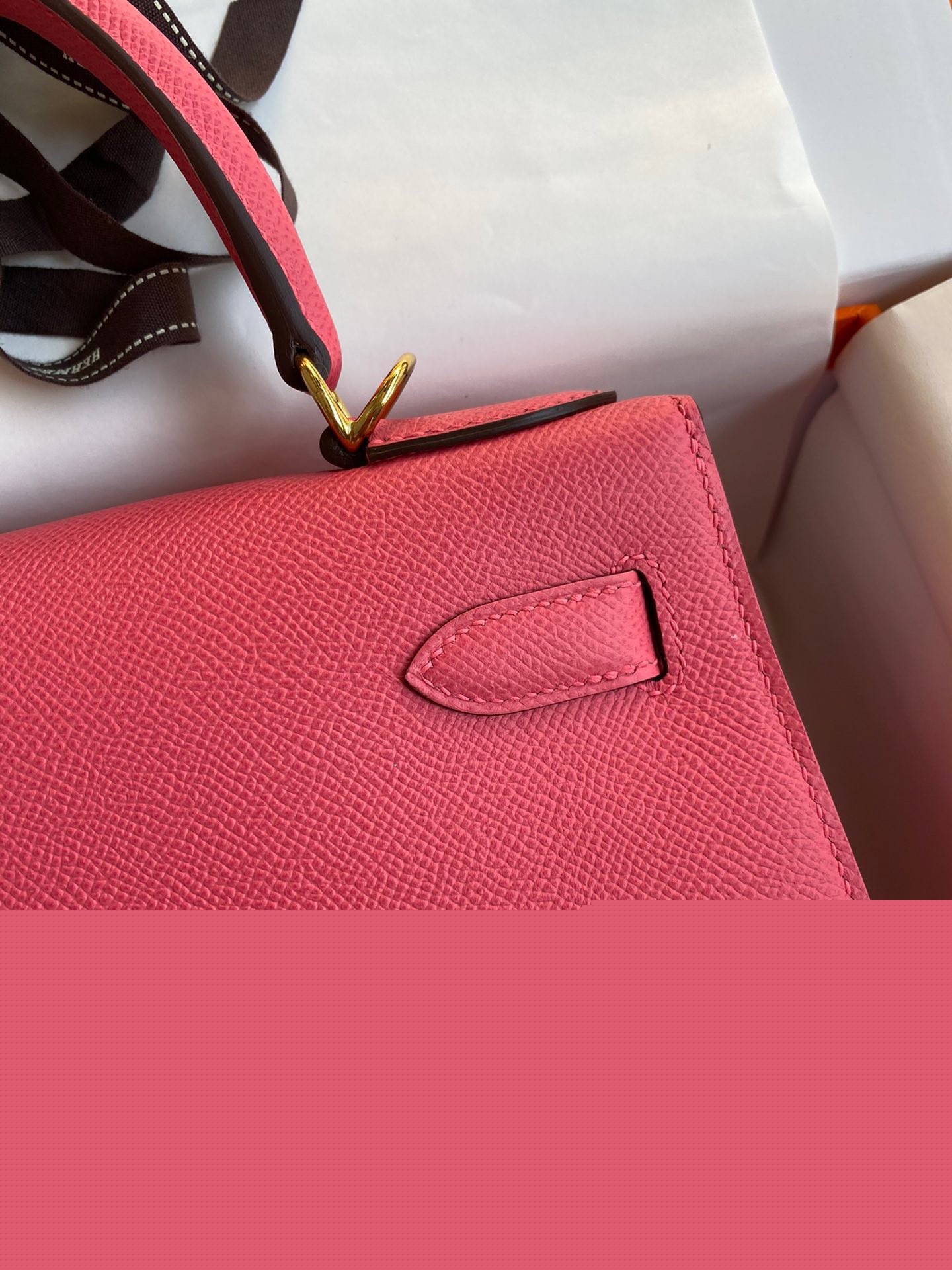 H**mes kelly sellier 28 handmade bag in rose lipstick epsom calfskin