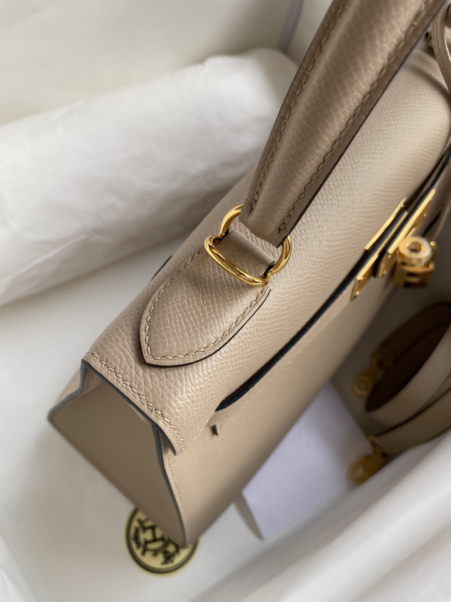 H**mes kelly sellier 28 handmade bag in trench epsom calfskin