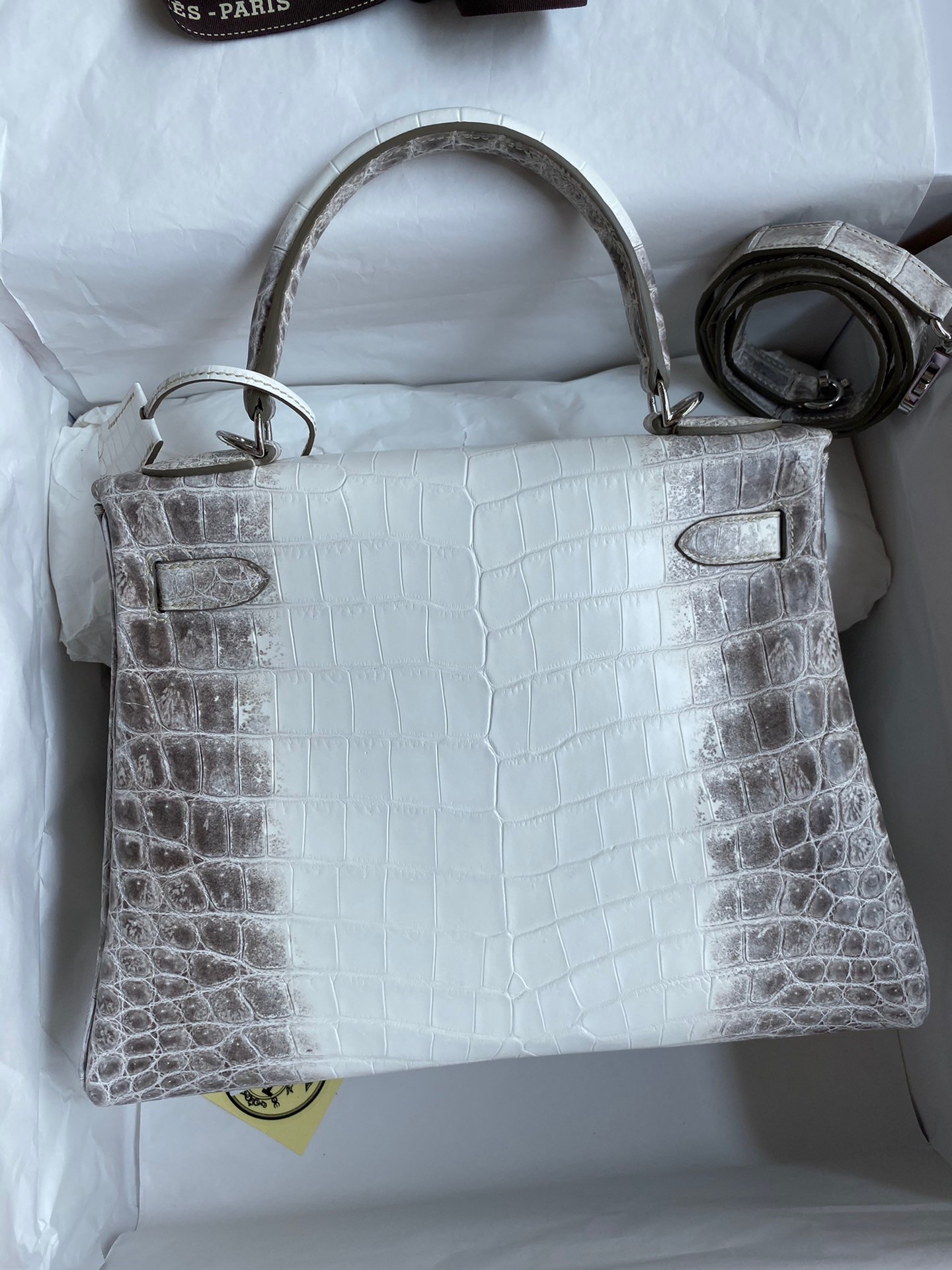 H**mes kelly retourne 28 handmade bag in himalaya crocodile niloticus skin